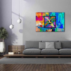 'Window into the Soccer Universe Pink and Cyan' by Jace D McTier, Giclee Canvas Wall Art,60 x 40
