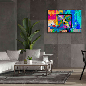'Window into the Soccer Universe Pink and Cyan' by Jace D McTier, Giclee Canvas Wall Art,60 x 40