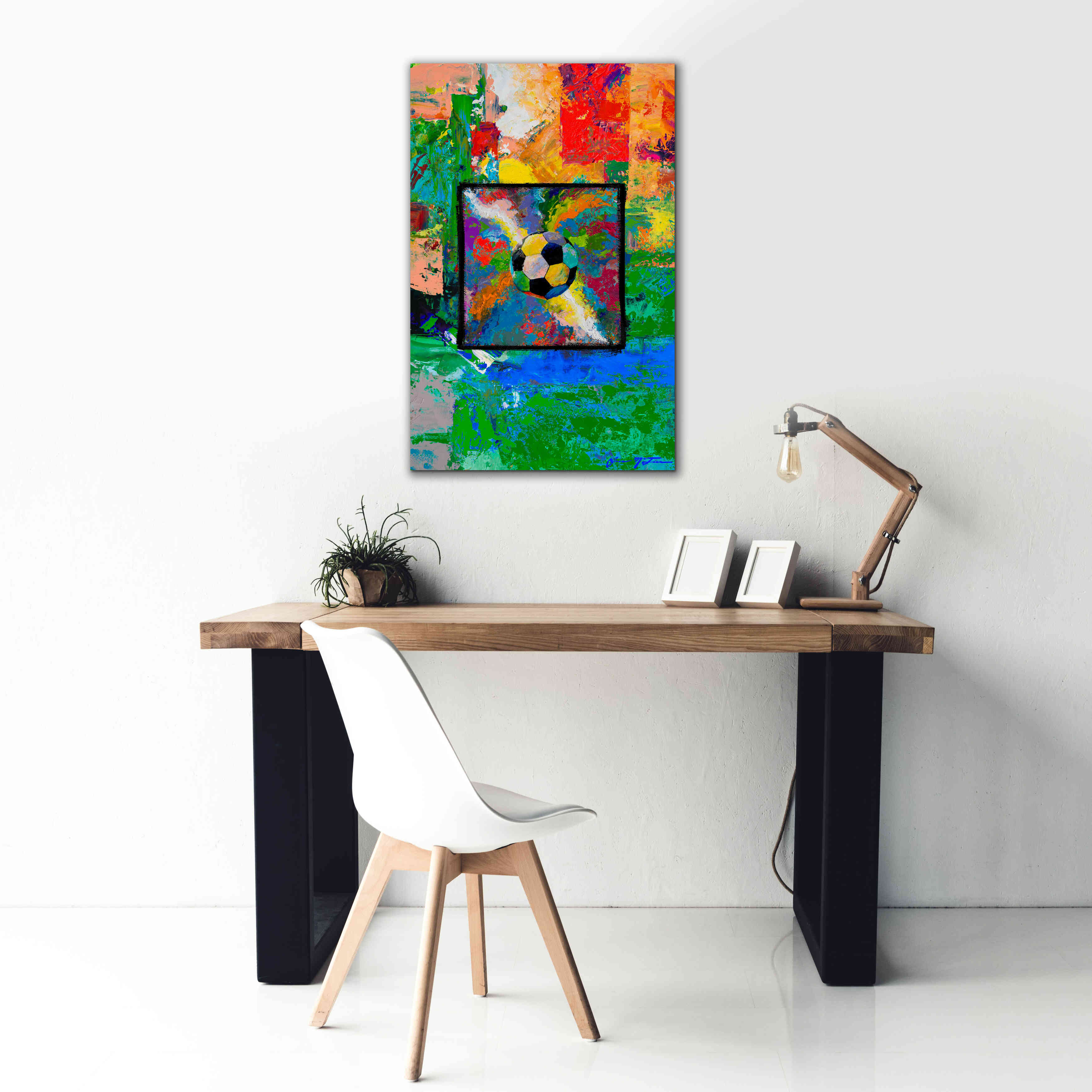 'Window into the Soccer Universe Red and Green' by Jace D McTier, Giclee Canvas Wall Art,26 x 40