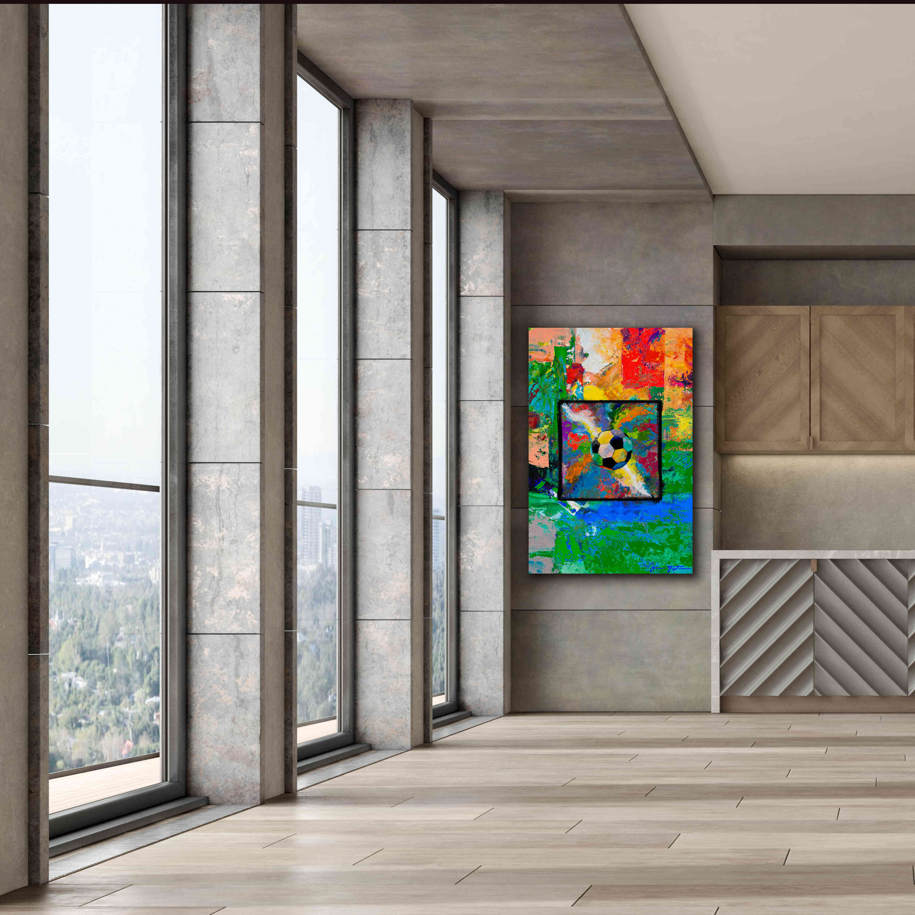 'Window into the Soccer Universe Red and Green' by Jace D McTier, Giclee Canvas Wall Art,40 x 60