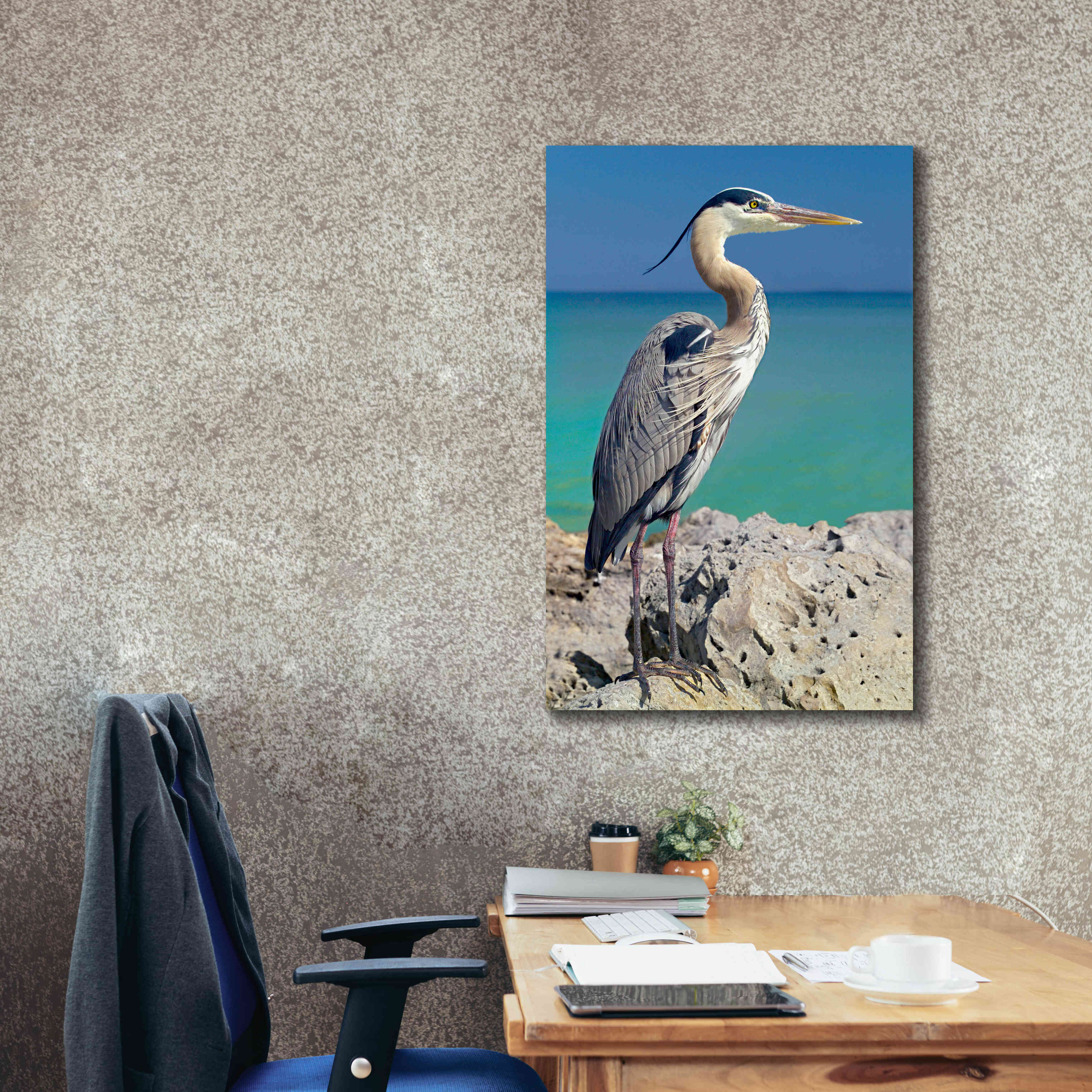 'Blue Heron' by Mike Jones, Giclee Canvas Wall Art,26 x 40