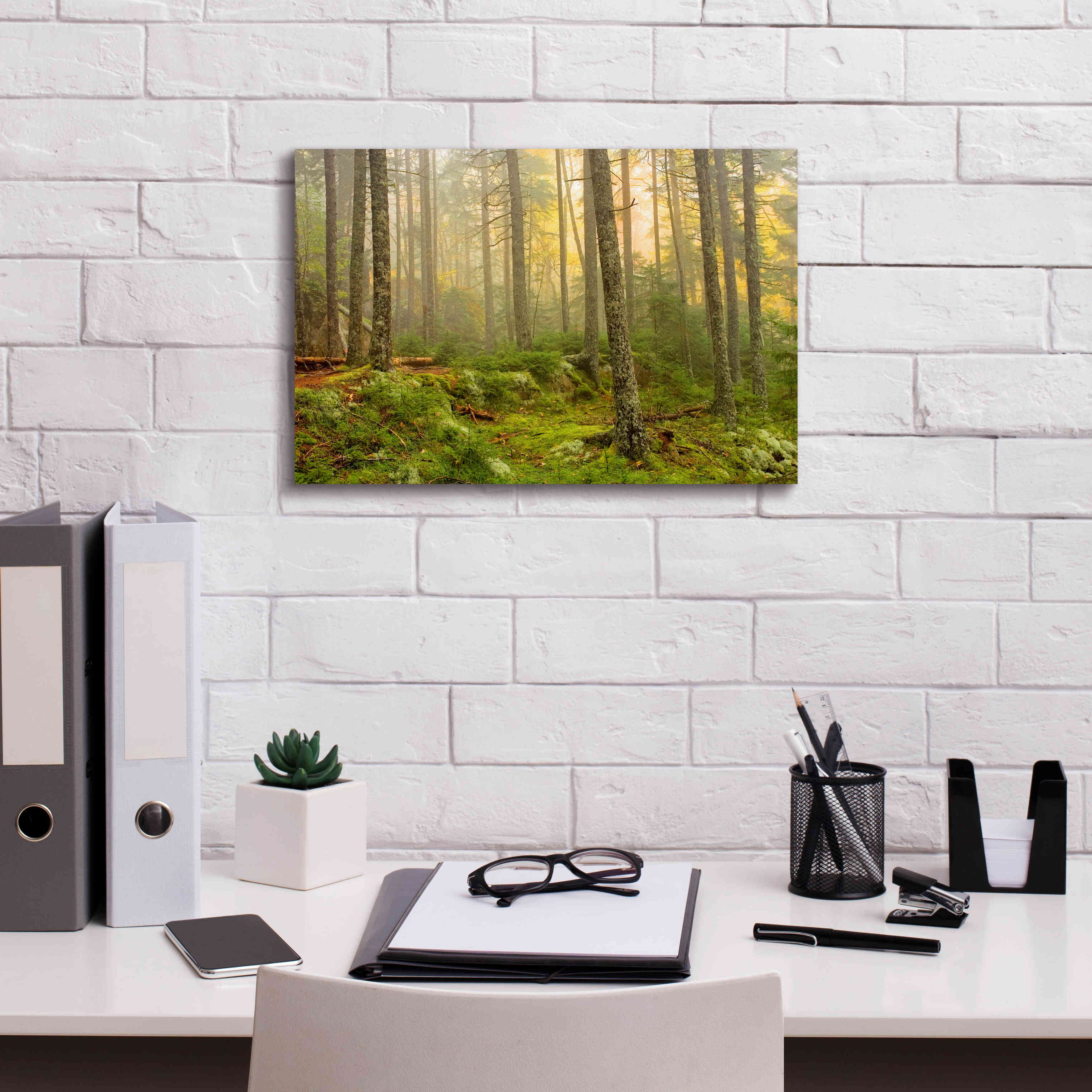 'Foggy Fire Woods' by Mike Jones, Giclee Canvas Wall Art,18 x 12