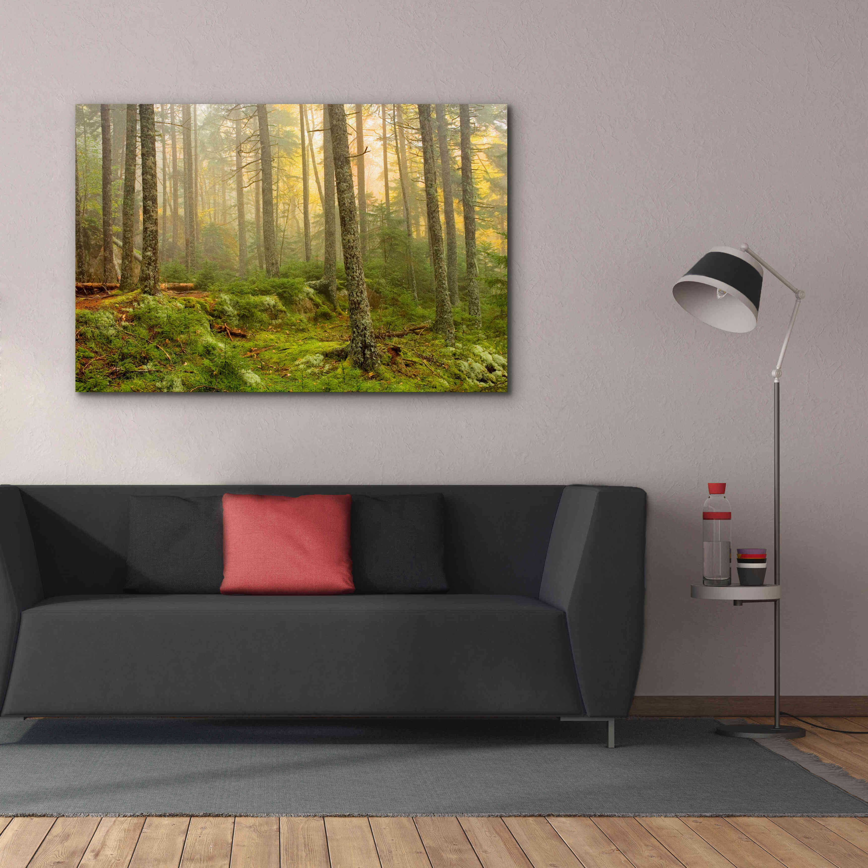 'Foggy Fire Woods' by Mike Jones, Giclee Canvas Wall Art,60 x 40