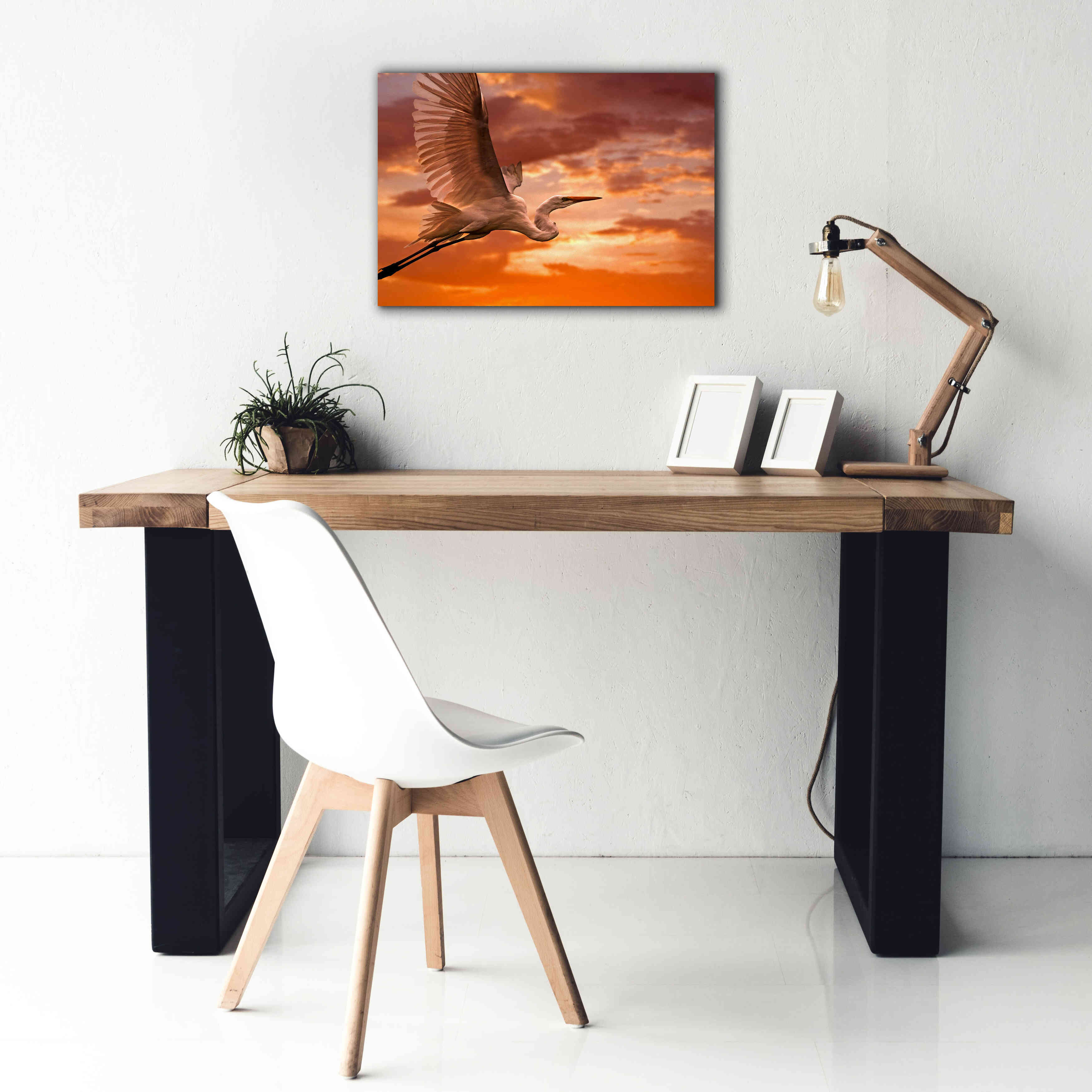 'Heron Sunset' by Mike Jones, Giclee Canvas Wall Art,26 x 18