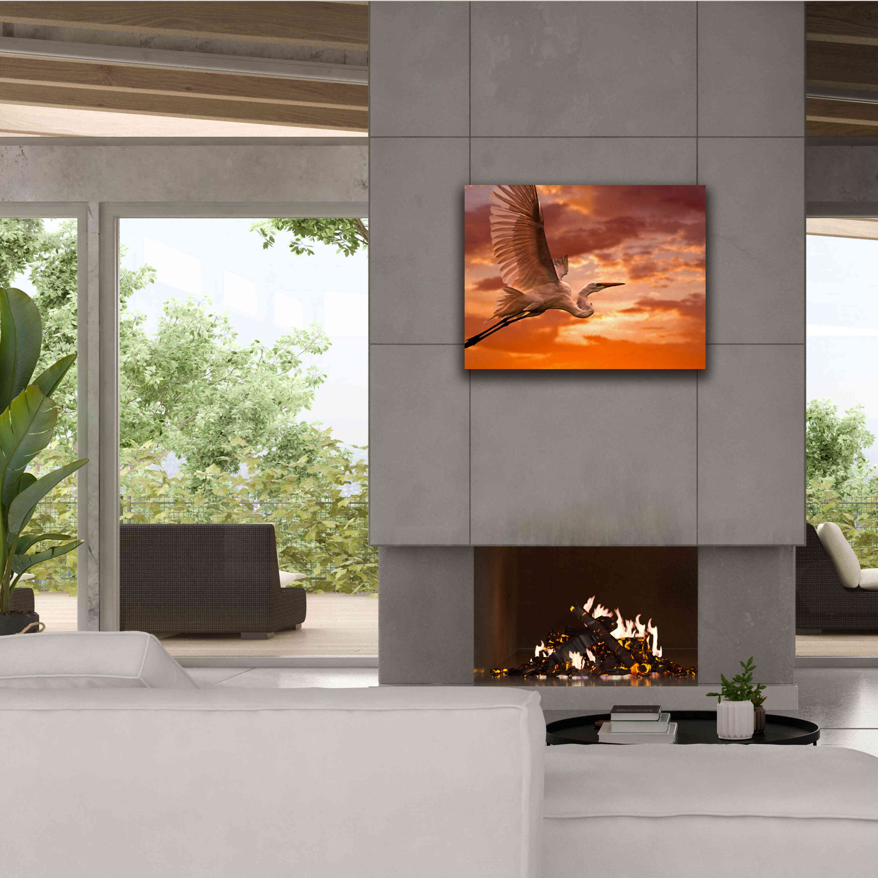 'Heron Sunset' by Mike Jones, Giclee Canvas Wall Art,34 x 26