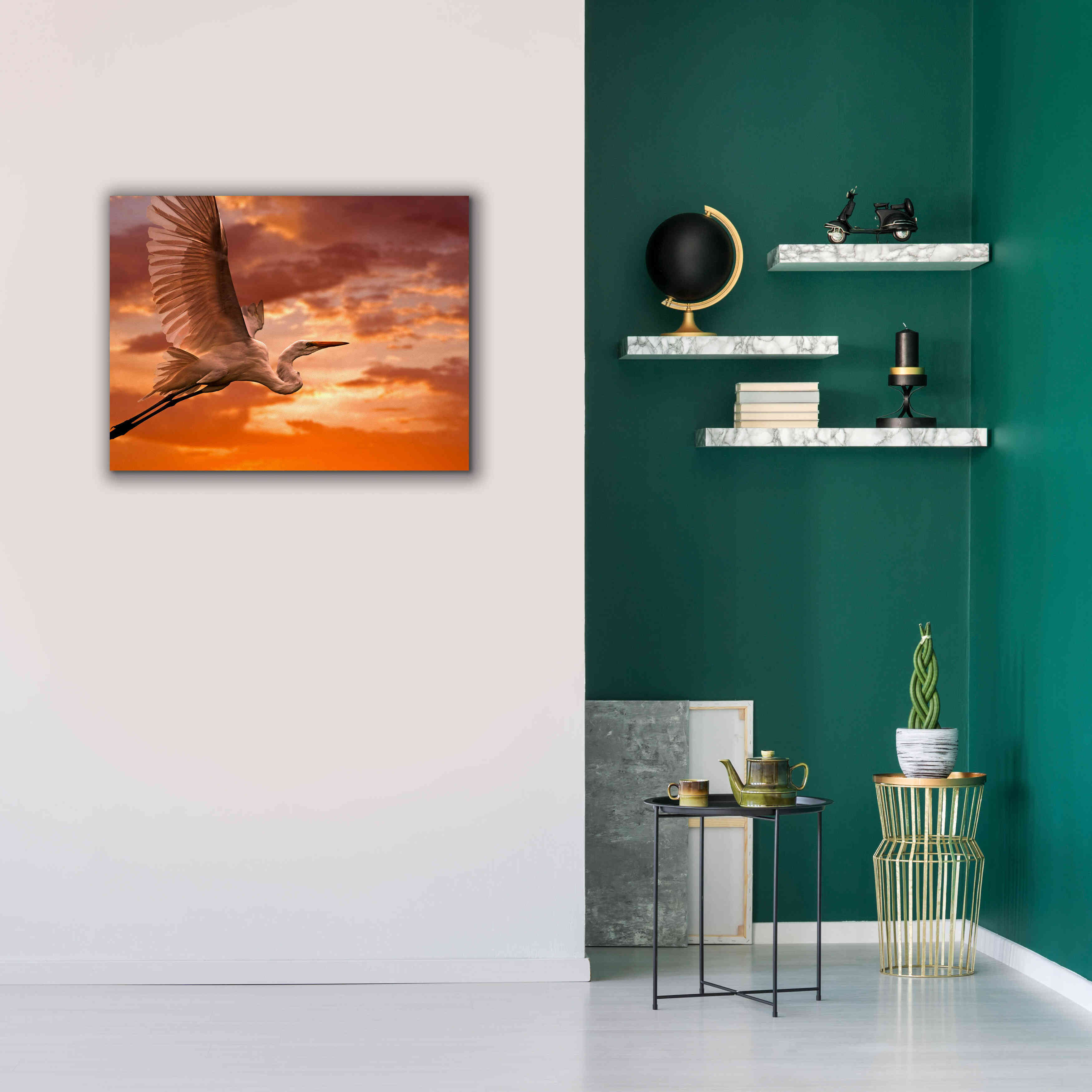 'Heron Sunset' by Mike Jones, Giclee Canvas Wall Art,34 x 26