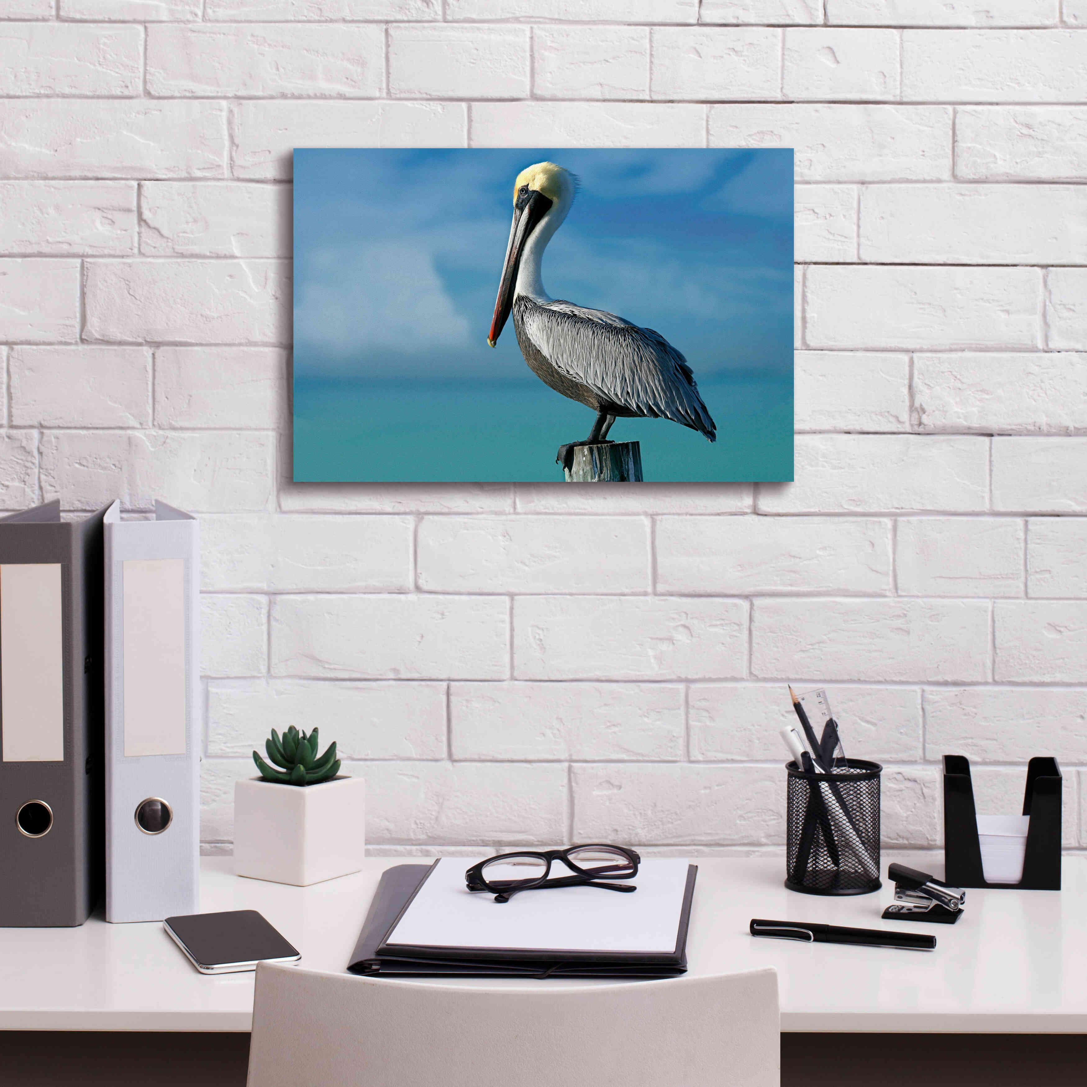 'Pelican' by Mike Jones, Giclee Canvas Wall Art,18 x 12