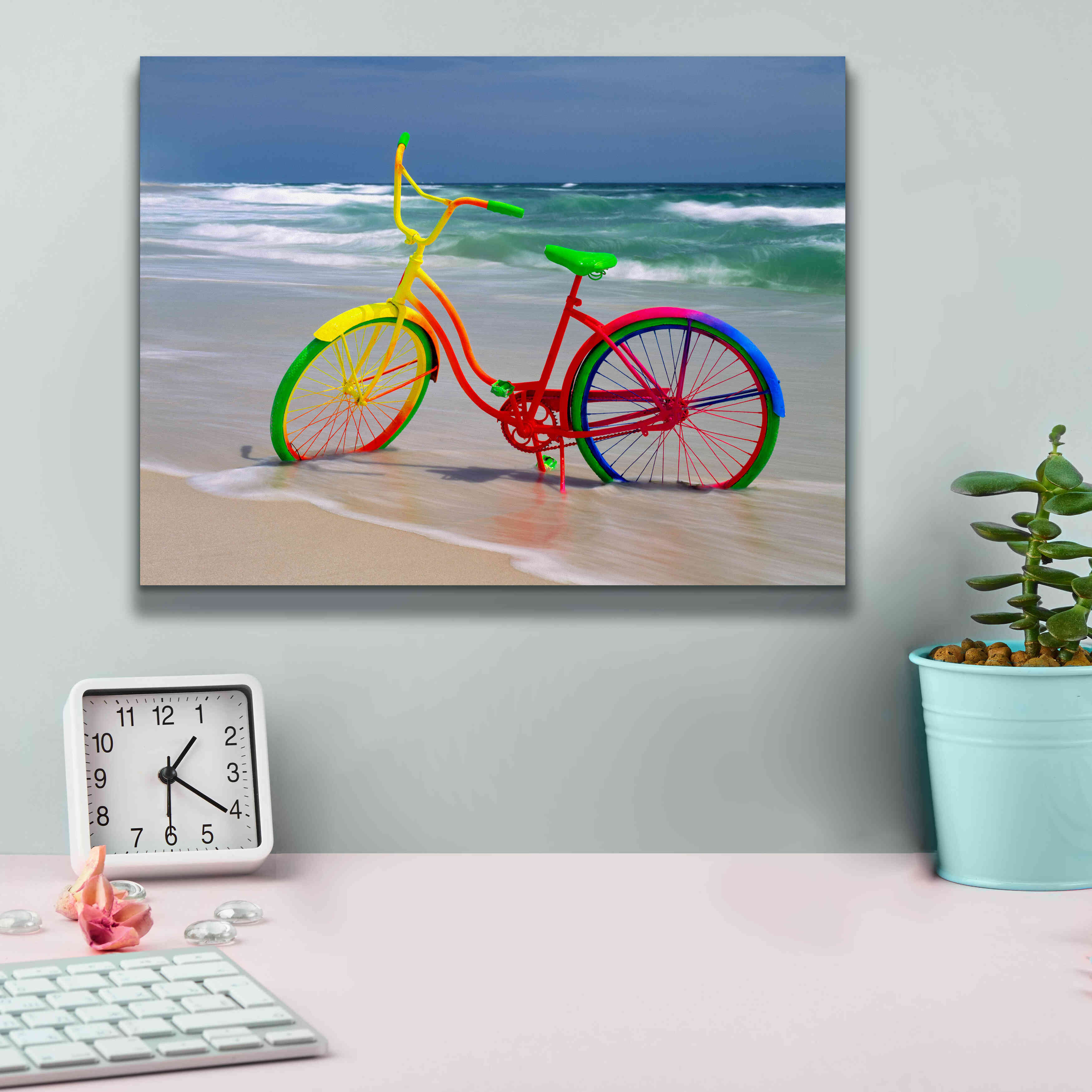 'Rainbow Bike' by Mike Jones, Giclee Canvas Wall Art,16 x 12