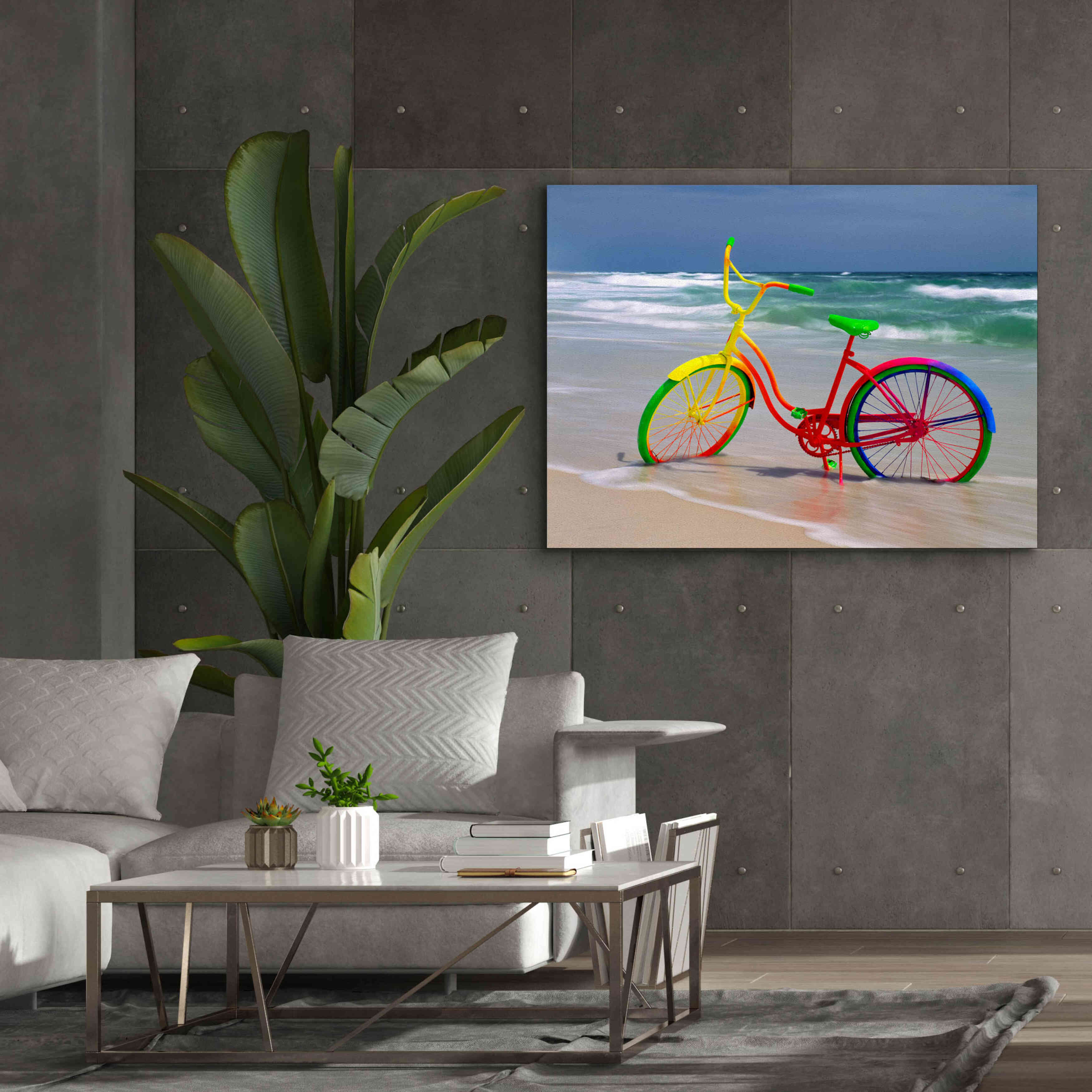 'Rainbow Bike' by Mike Jones, Giclee Canvas Wall Art,54 x 40