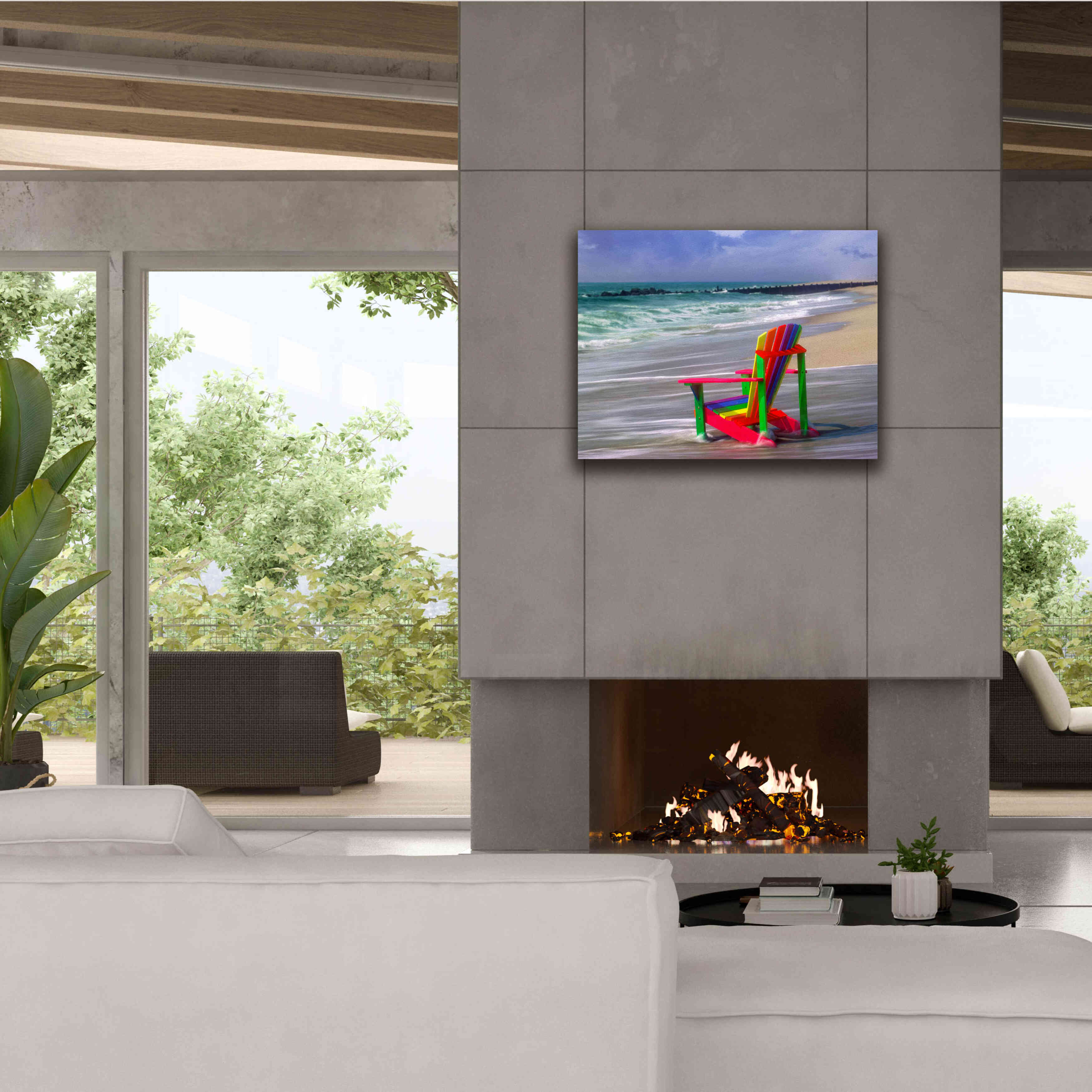 'Rainbow Chair' by Mike Jones, Giclee Canvas Wall Art,34 x 26