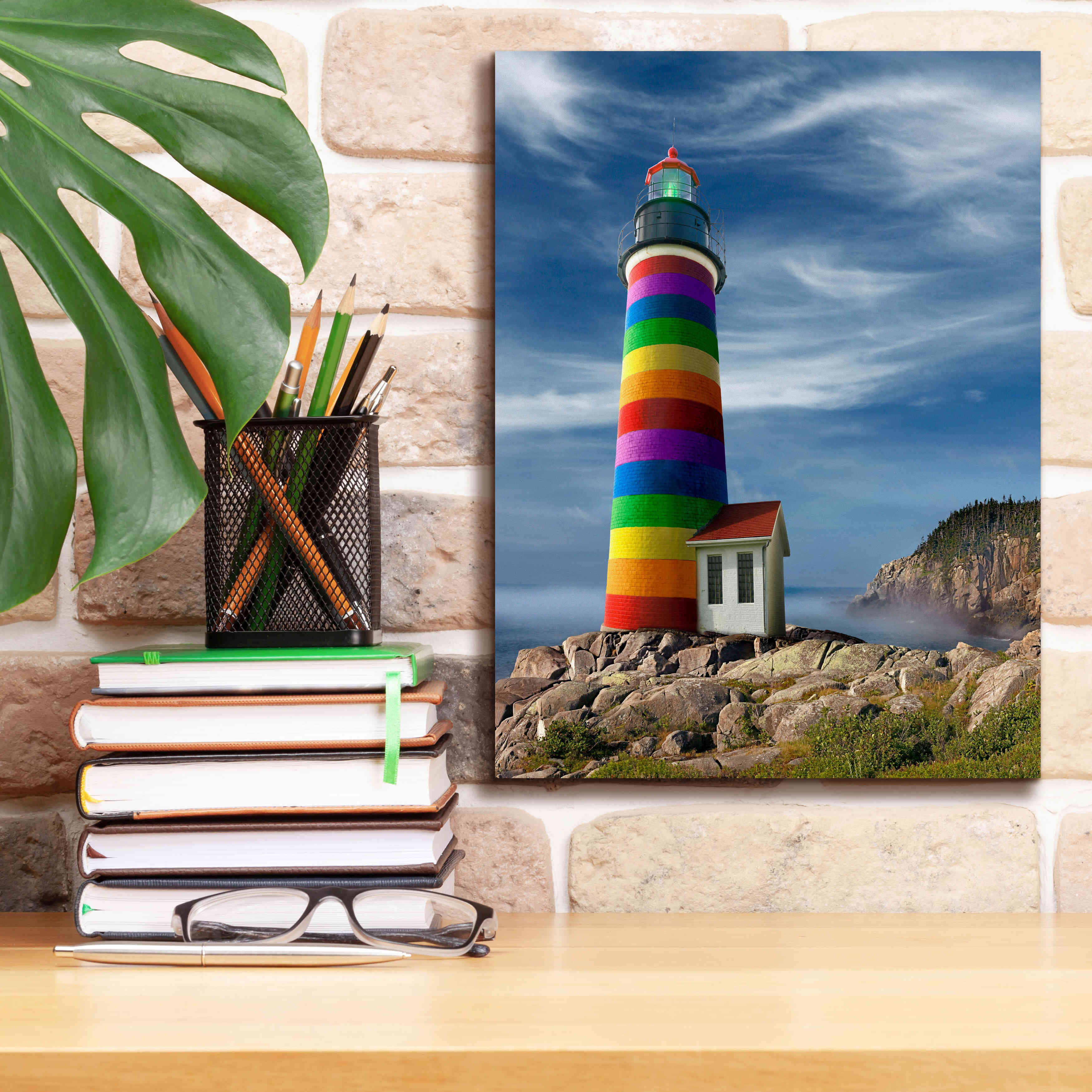 'Rainbow Lighthouse North' by Mike Jones, Giclee Canvas Wall Art,12 x 16