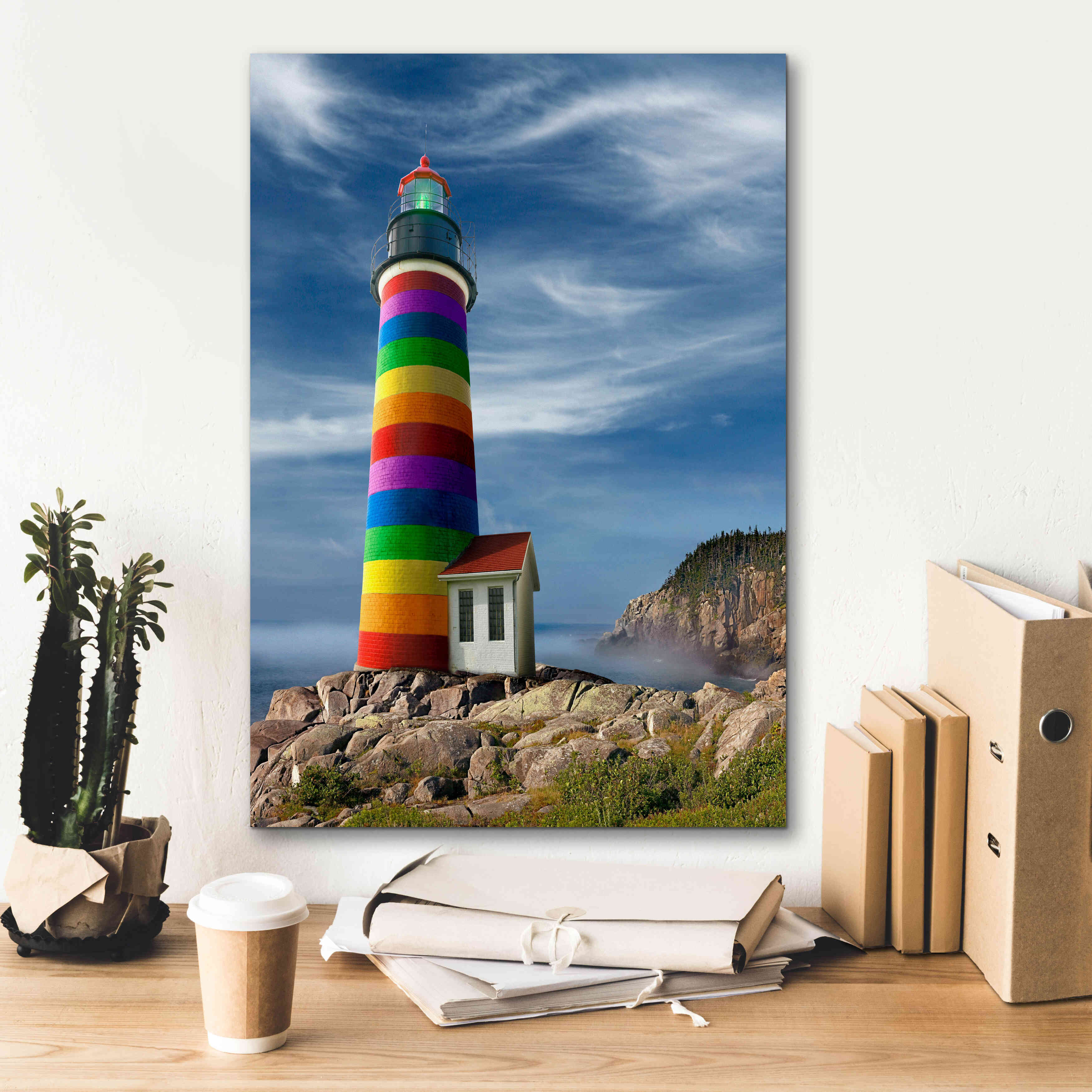 'Rainbow Lighthouse North' by Mike Jones, Giclee Canvas Wall Art,18 x 26