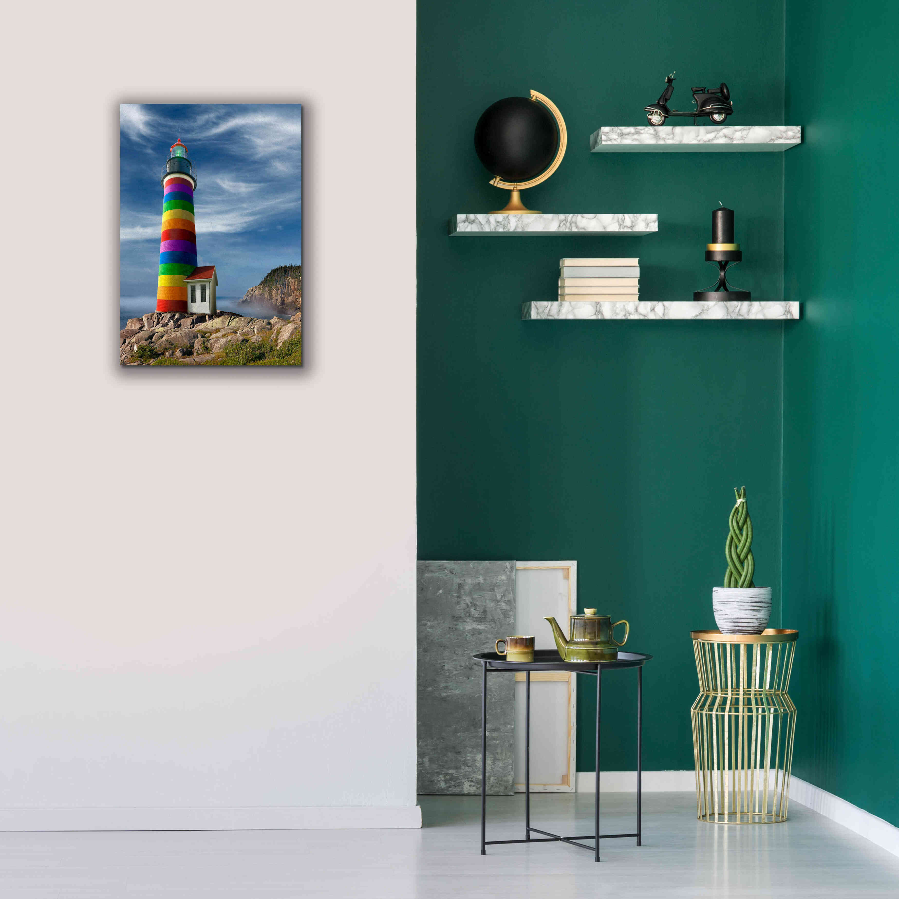 'Rainbow Lighthouse North' by Mike Jones, Giclee Canvas Wall Art,18 x 26
