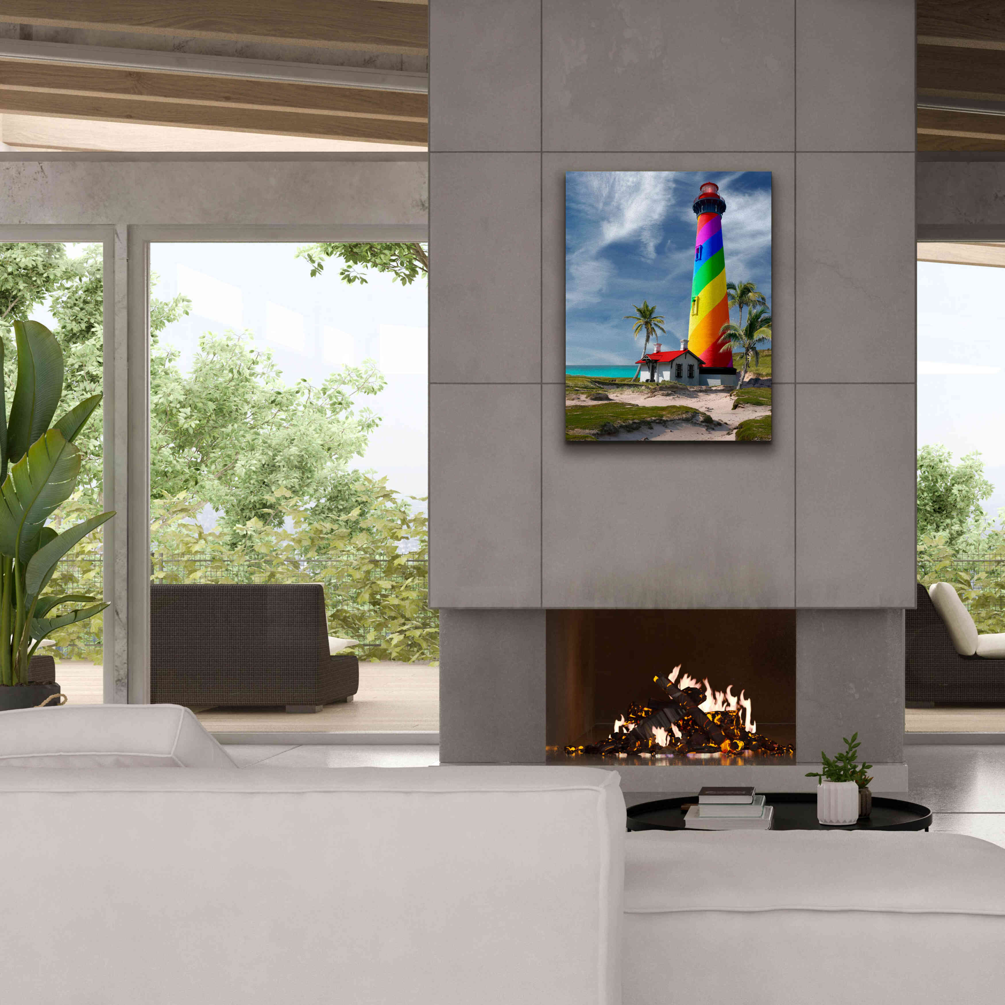 'Rainbow Lighthouse South' by Mike Jones, Giclee Canvas Wall Art,26 x 34