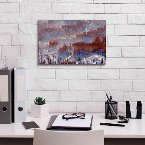 Image of 'Bryce Telephoto Snow' by Mike Jones, Giclee Canvas Wall Art,18 x 12