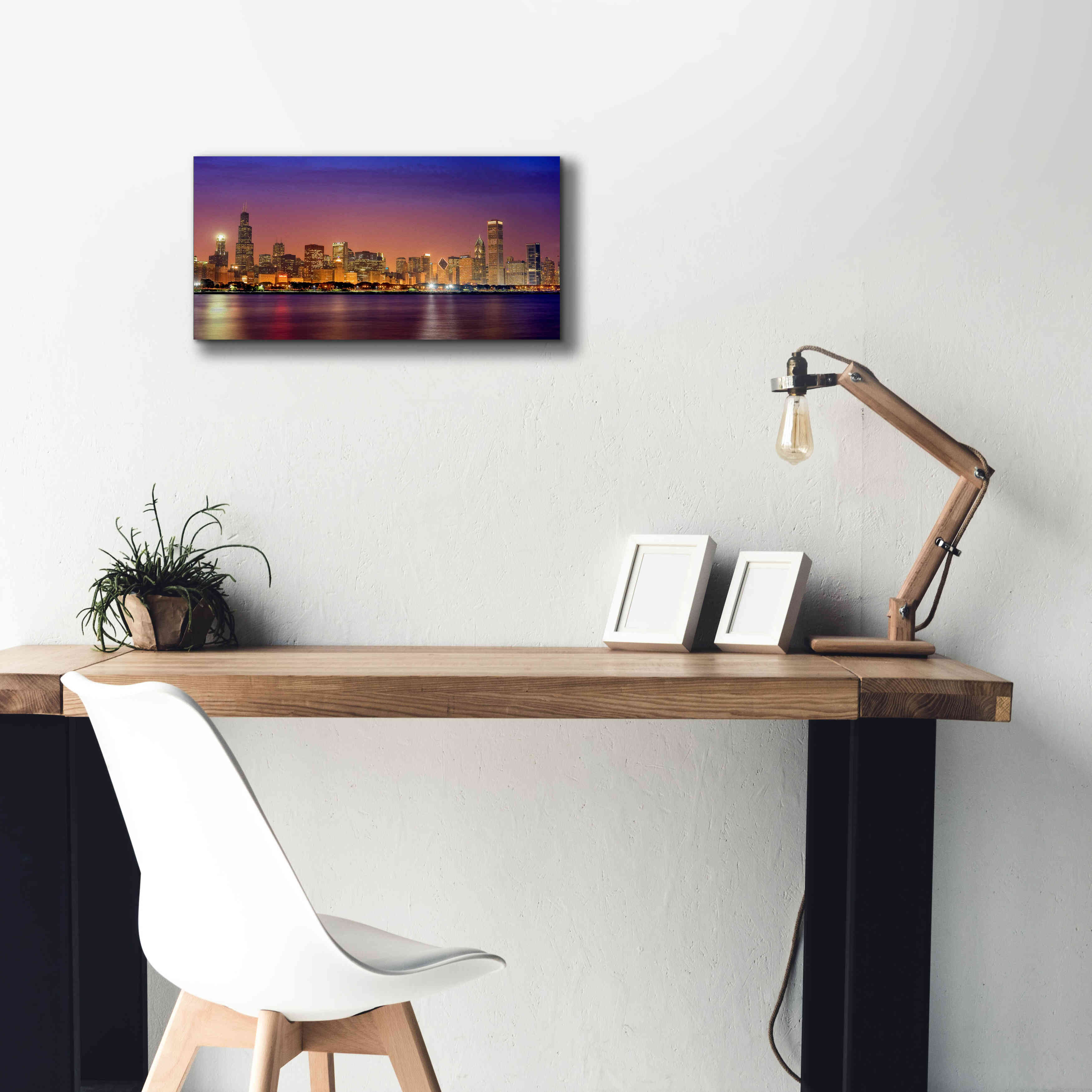'Chicago Dusk full skyline' by Mike Jones, Giclee Canvas Wall Art,24 x 12
