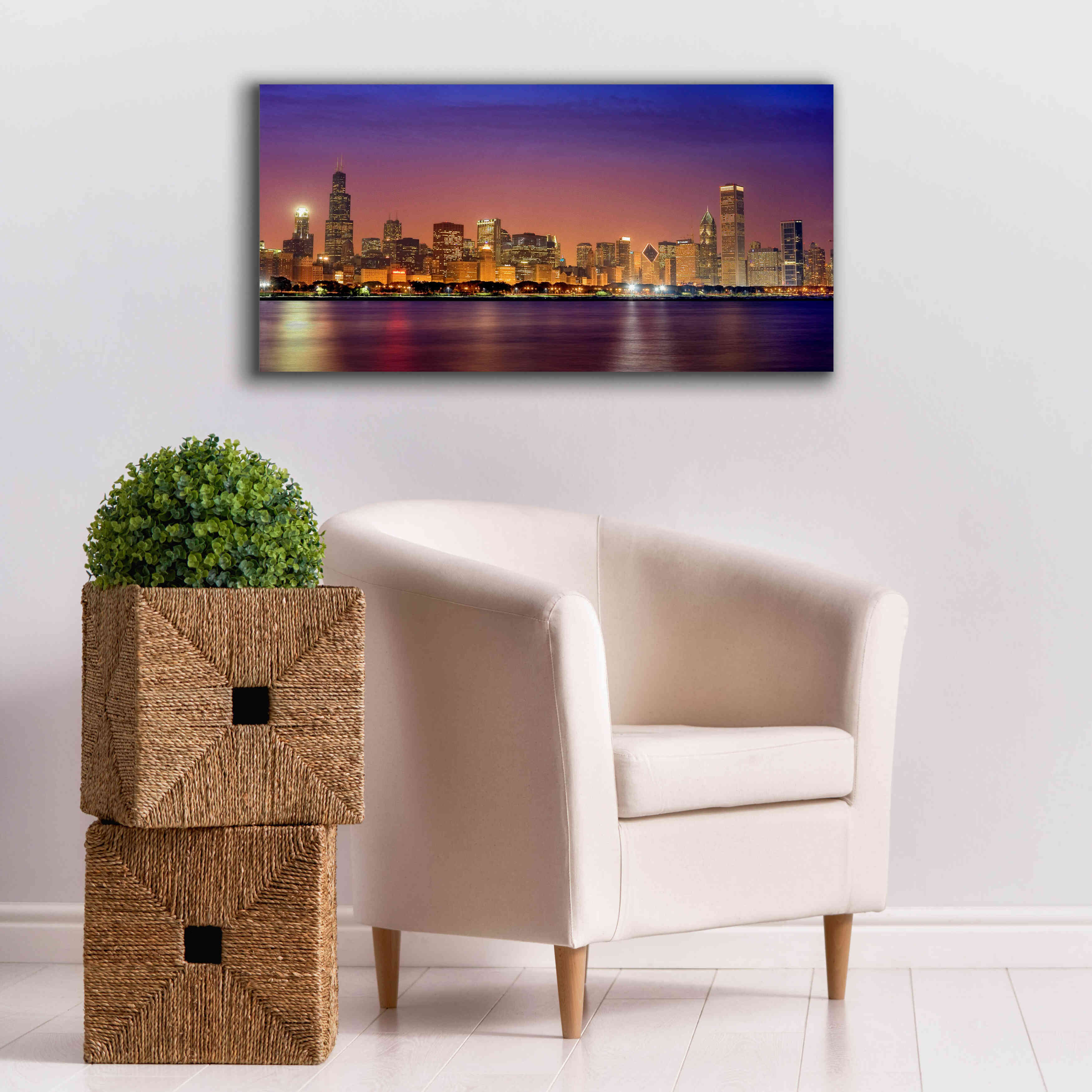 'Chicago Dusk full skyline' by Mike Jones, Giclee Canvas Wall Art,40 x 20