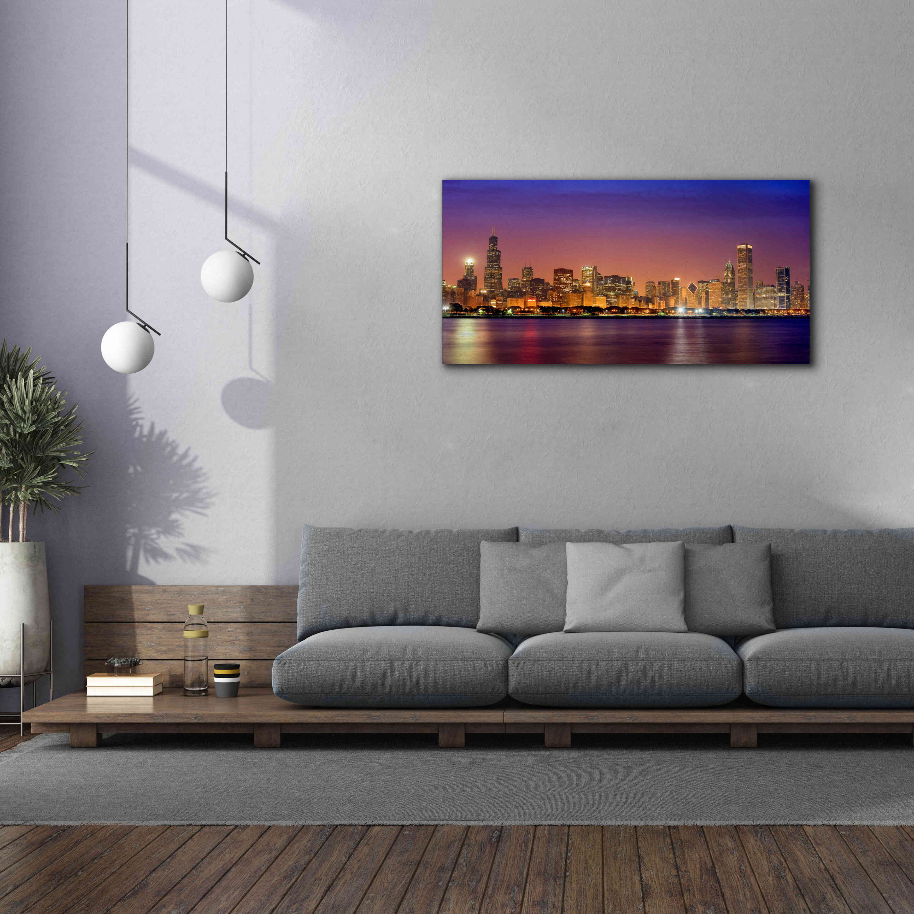'Chicago Dusk full skyline' by Mike Jones, Giclee Canvas Wall Art,60 x 30