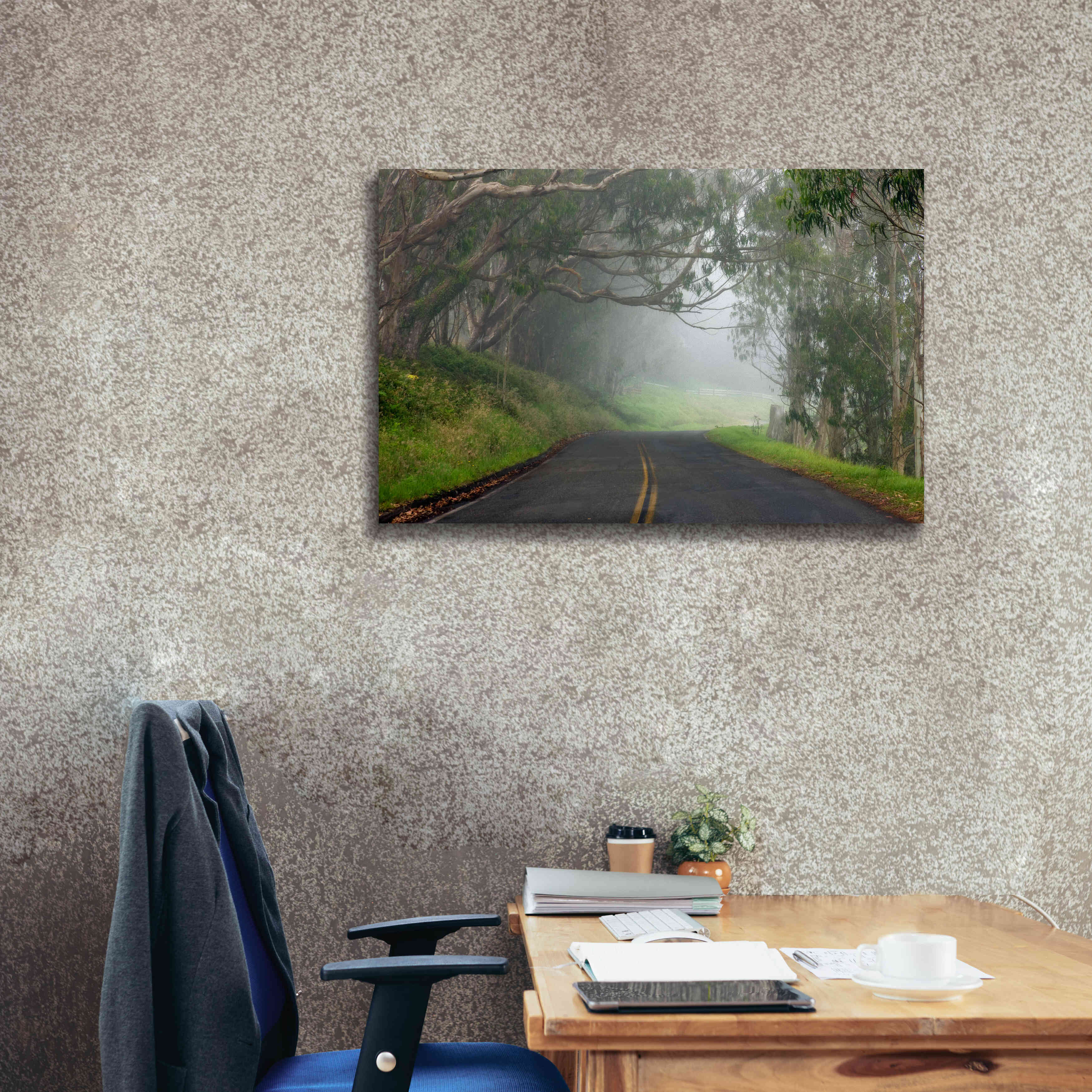 'Foggy Road near Dillon Beach' by Mike Jones, Giclee Canvas Wall Art,40 x 26
