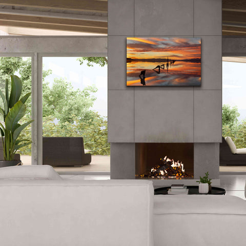 Image of 'Great Salt Lake Pilings Sunset' by Mike Jones, Giclee Canvas Wall Art,40 x 26