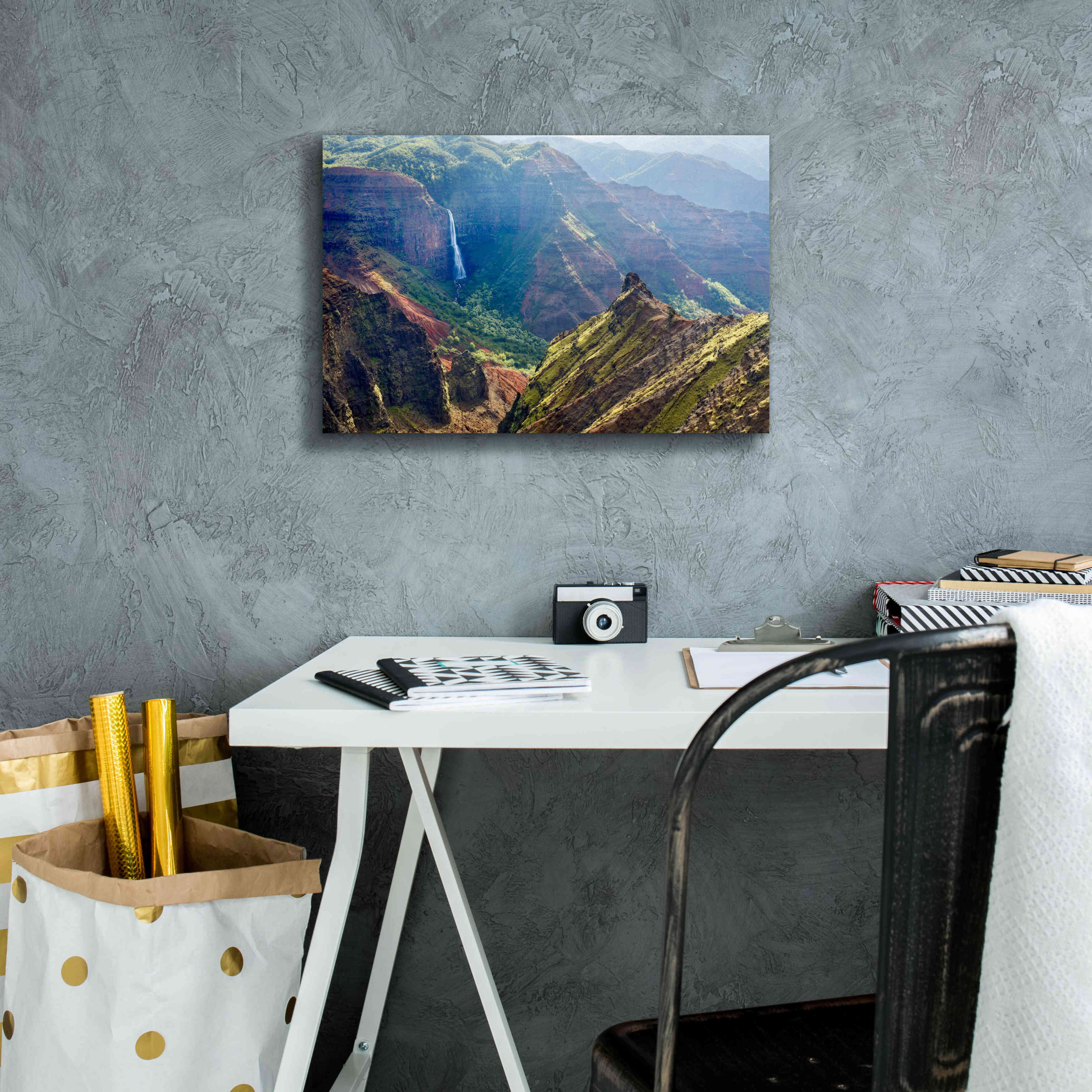 'Kauai Waimea Canyon Waipoo Falls' by Mike Jones, Giclee Canvas Wall Art,18 x 12