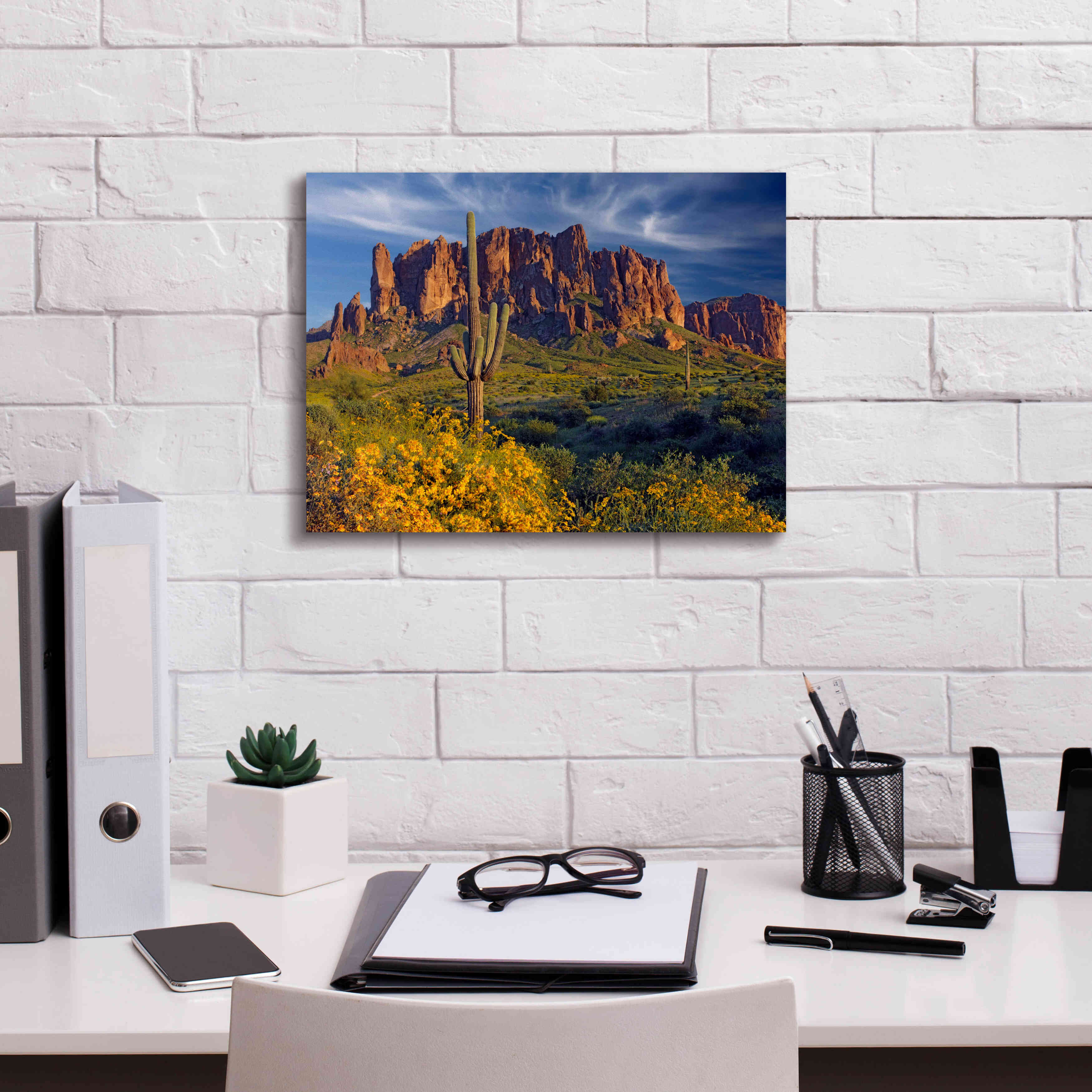 'Lost Dutchman flowers' by Mike Jones, Giclee Canvas Wall Art,16 x 12