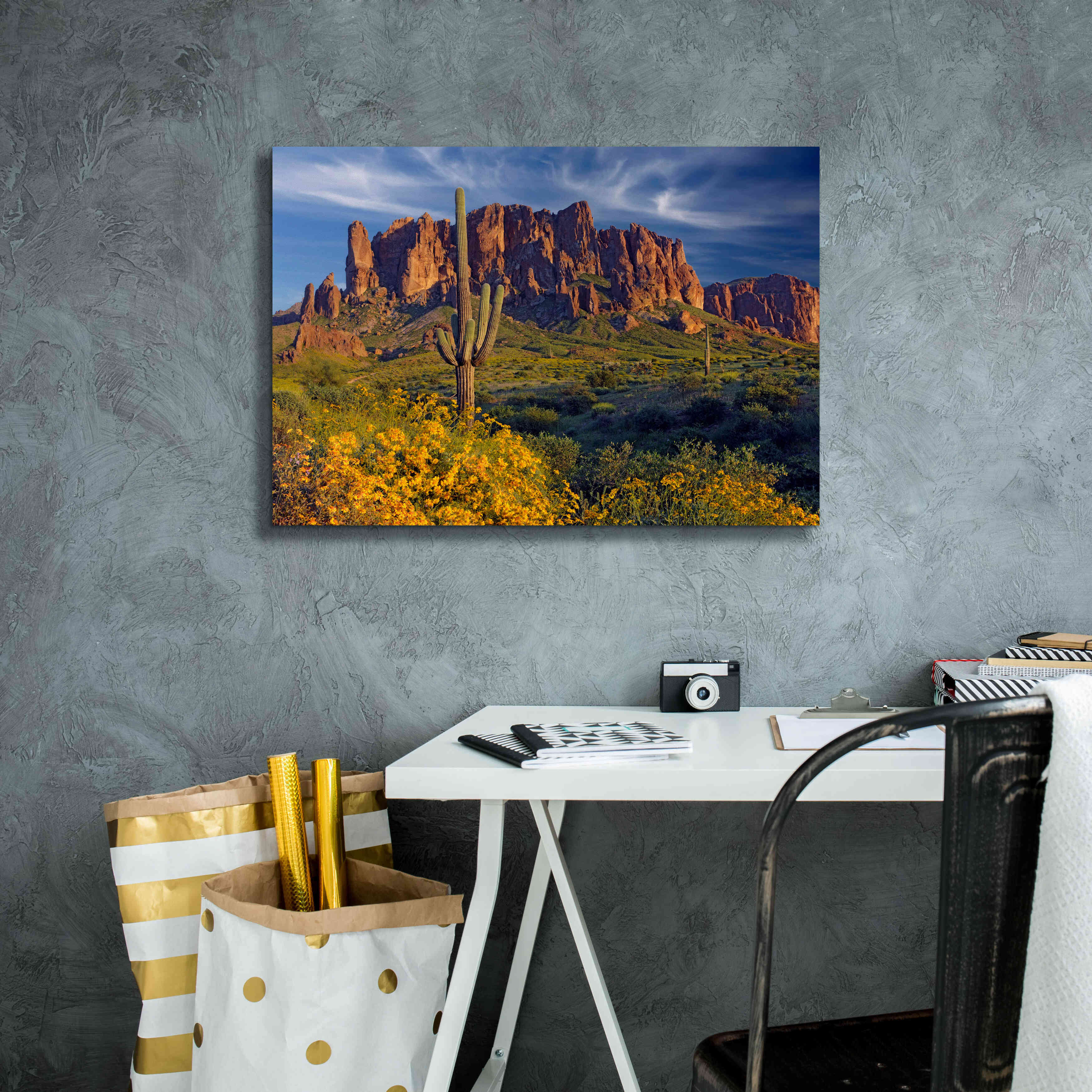 'Lost Dutchman flowers' by Mike Jones, Giclee Canvas Wall Art,26 x 18