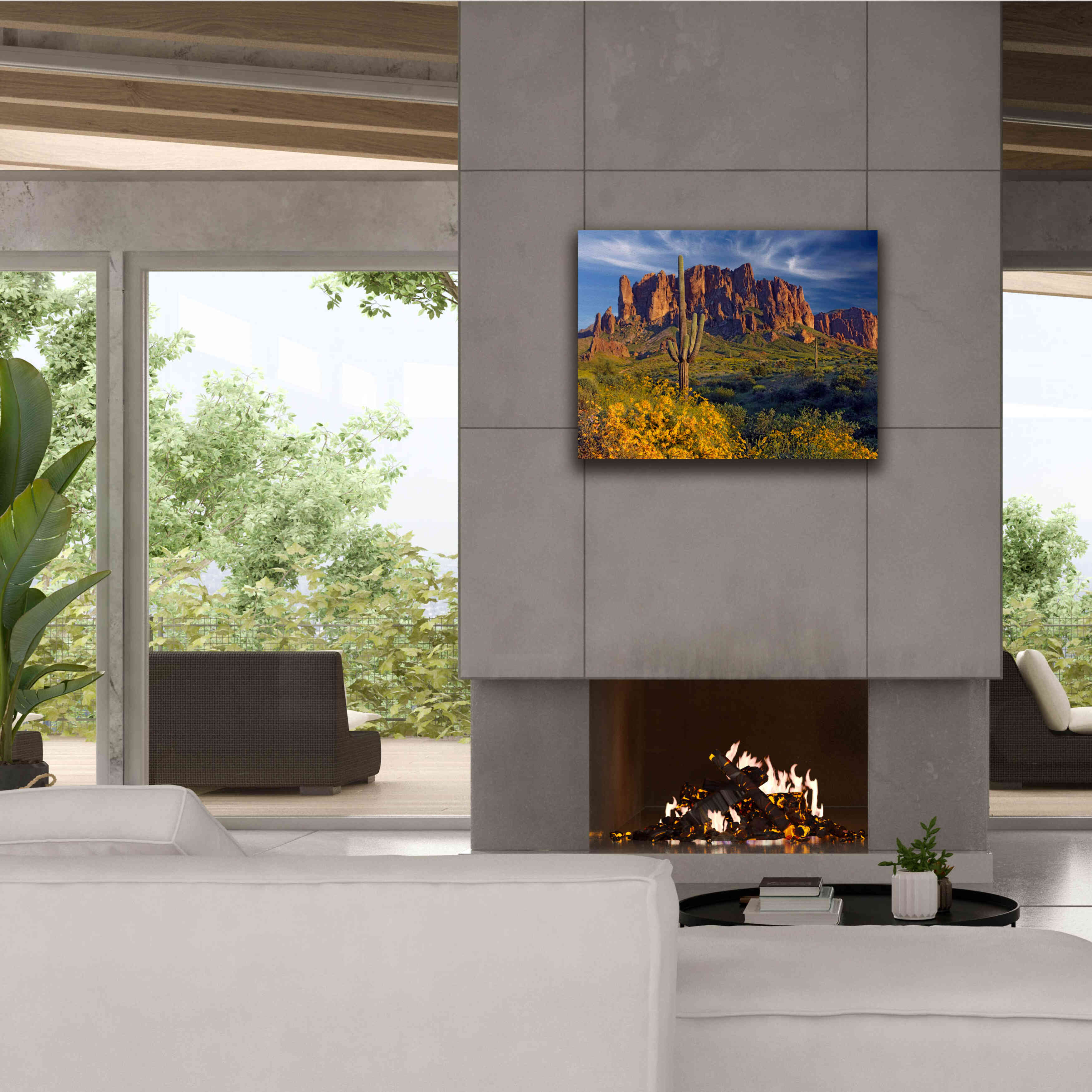 'Lost Dutchman flowers' by Mike Jones, Giclee Canvas Wall Art,34 x 26