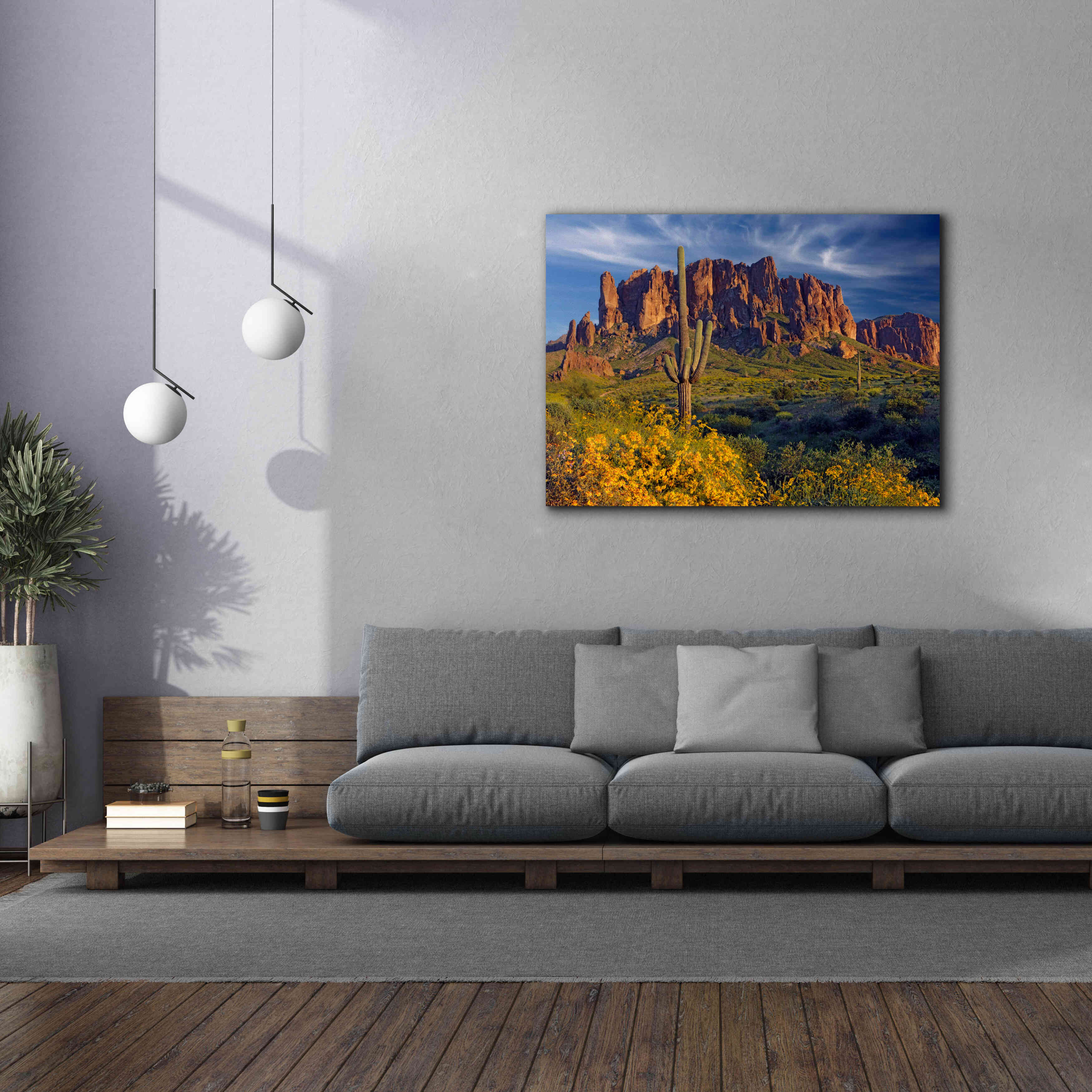 'Lost Dutchman flowers' by Mike Jones, Giclee Canvas Wall Art,54 x 40