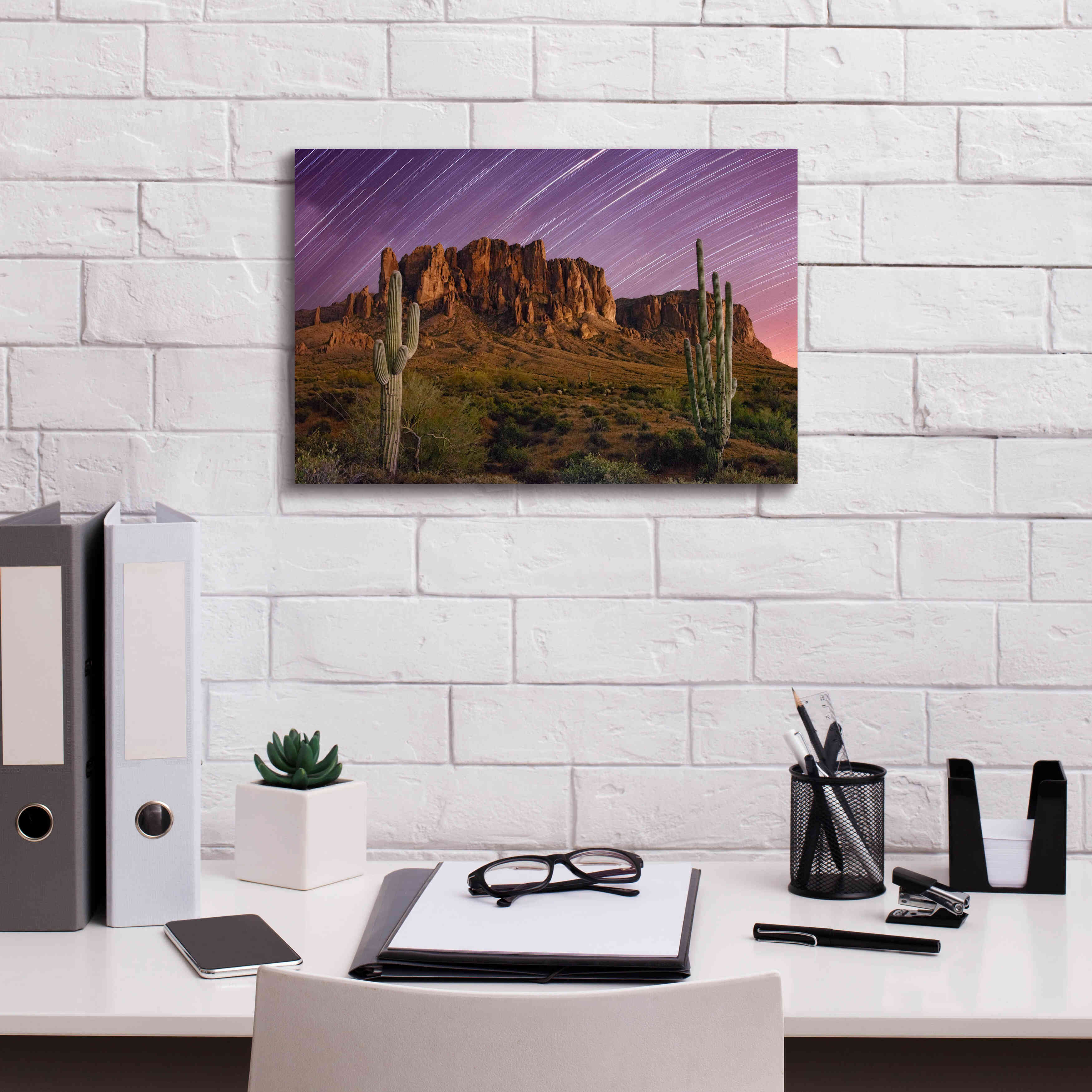 'Lost Dutchman Star Trails' by Mike Jones, Giclee Canvas Wall Art,18 x 12