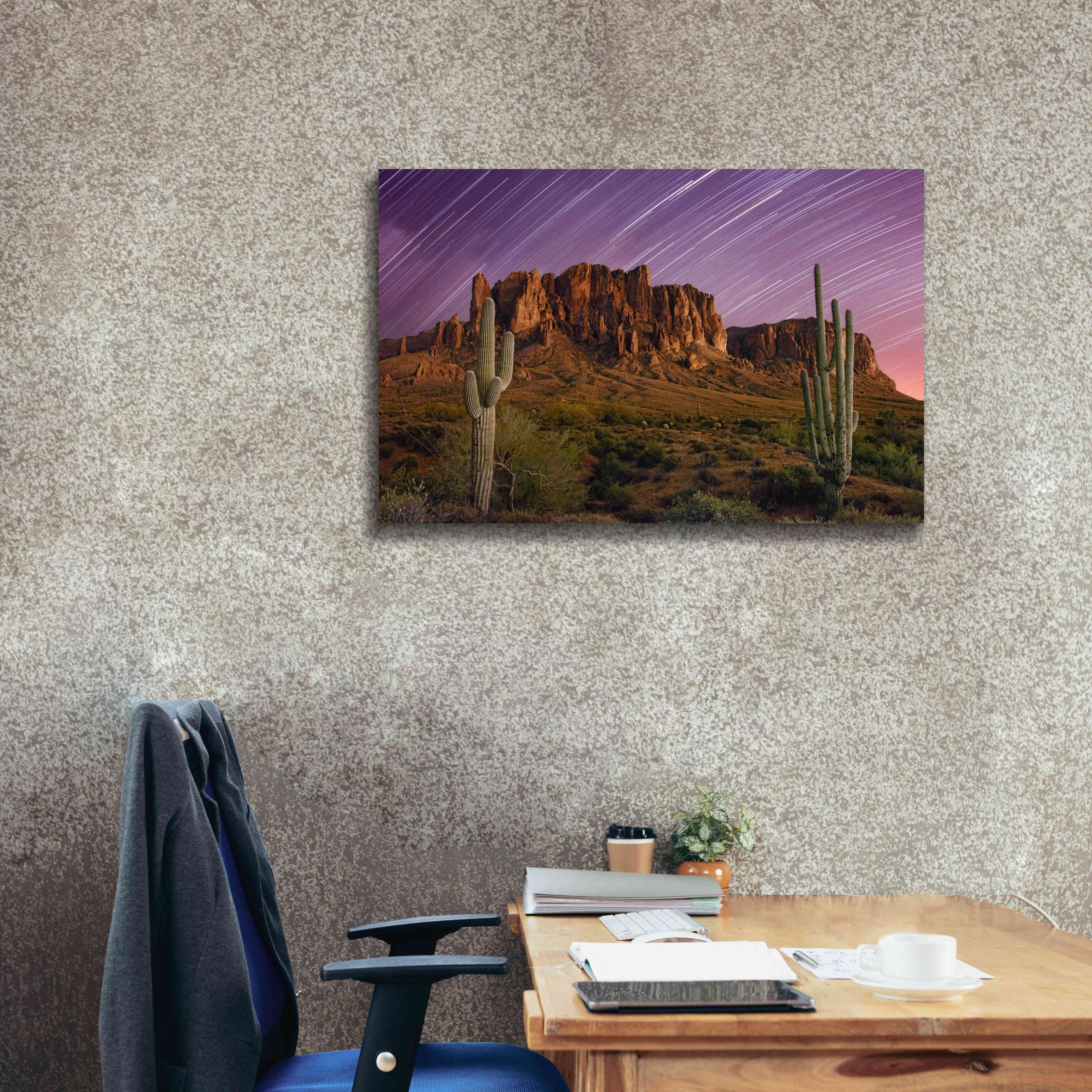 'Lost Dutchman Star Trails' by Mike Jones, Giclee Canvas Wall Art,40 x 26