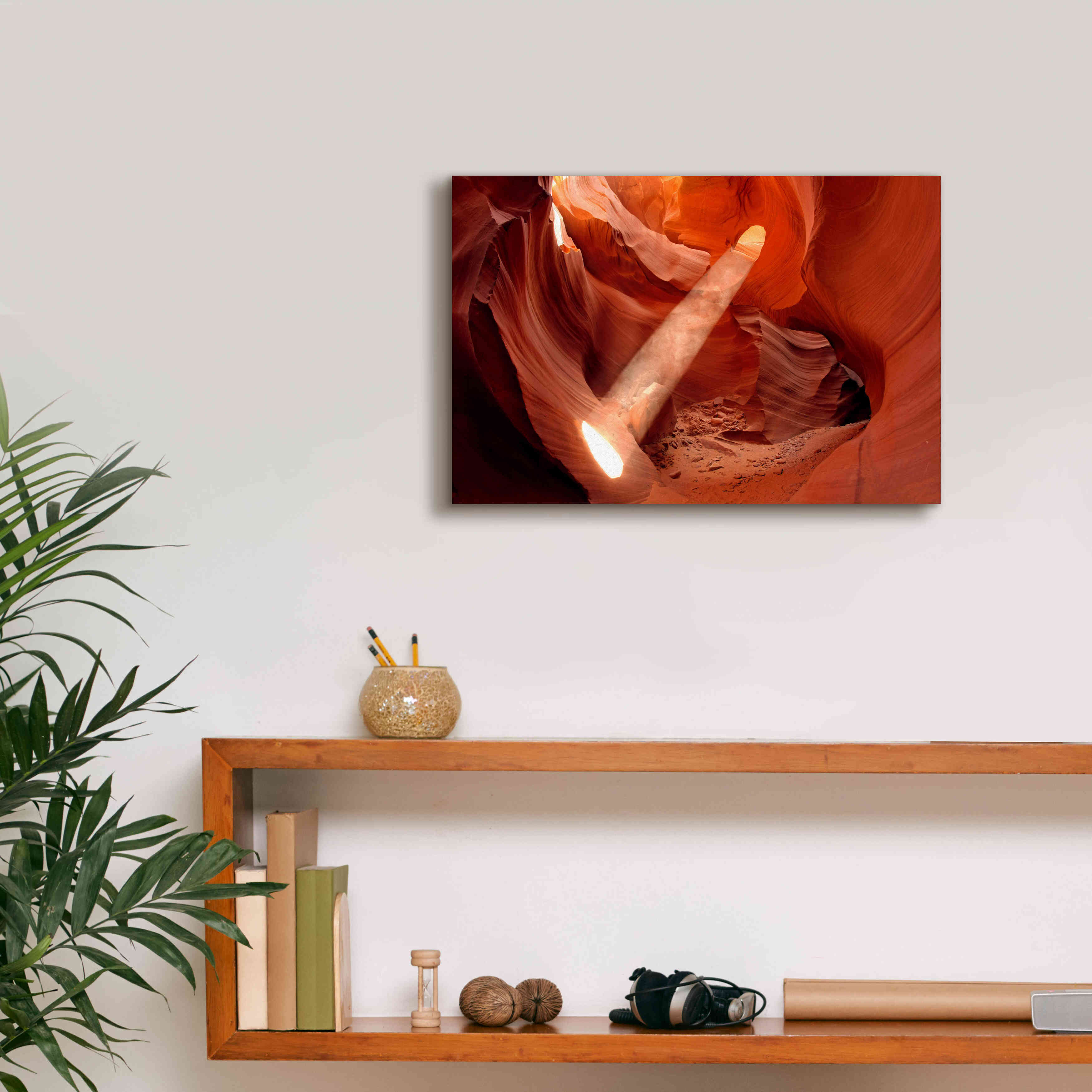 'Lower Antelope Light Beam' by Mike Jones, Giclee Canvas Wall Art,18 x 12