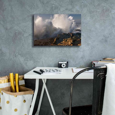 Image of 'Oregon Shore Acres Guy Huge Wave ' by Mike Jones, Giclee Canvas Wall Art,18 x 12