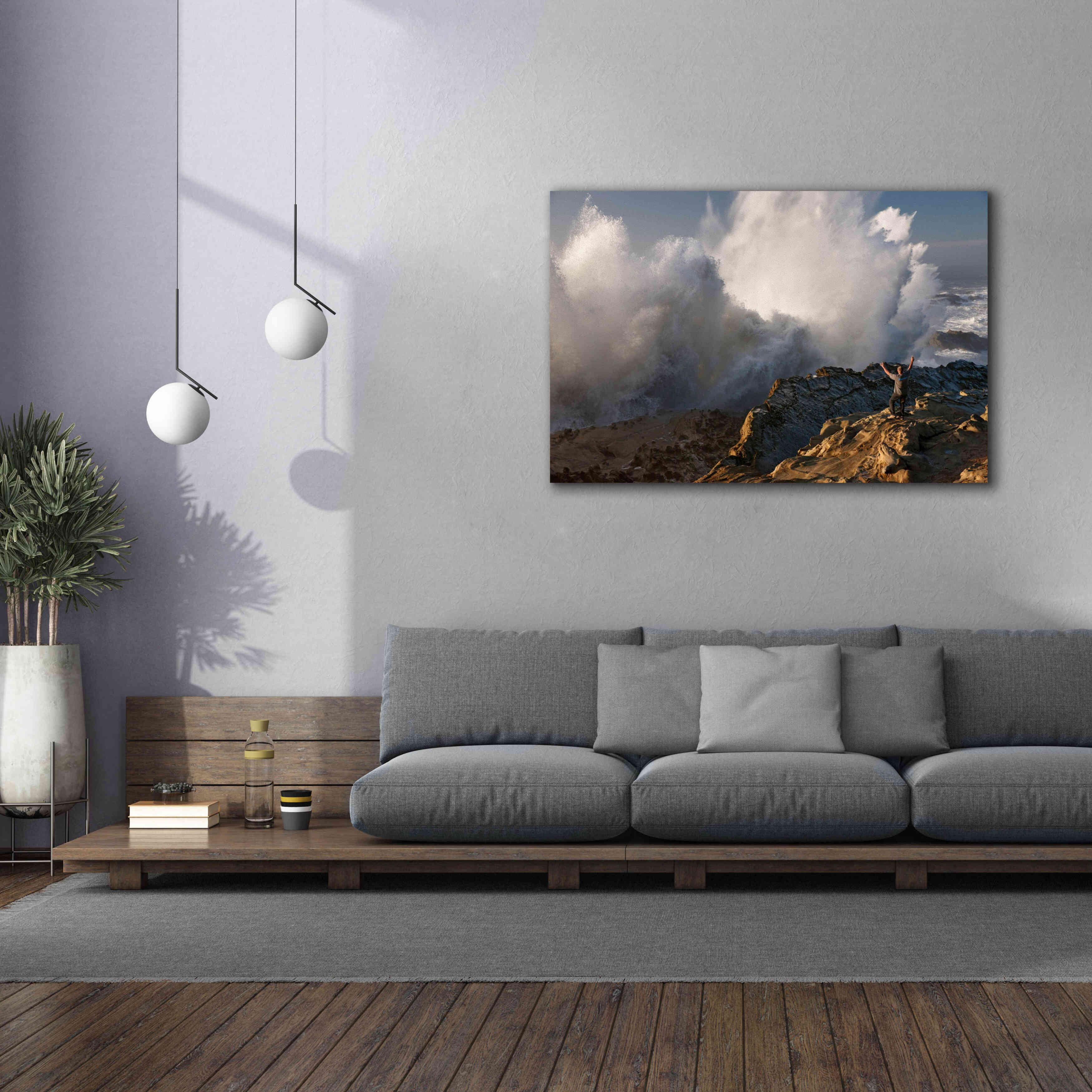'Oregon Shore Acres Guy Huge Wave ' by Mike Jones, Giclee Canvas Wall Art,60 x 40