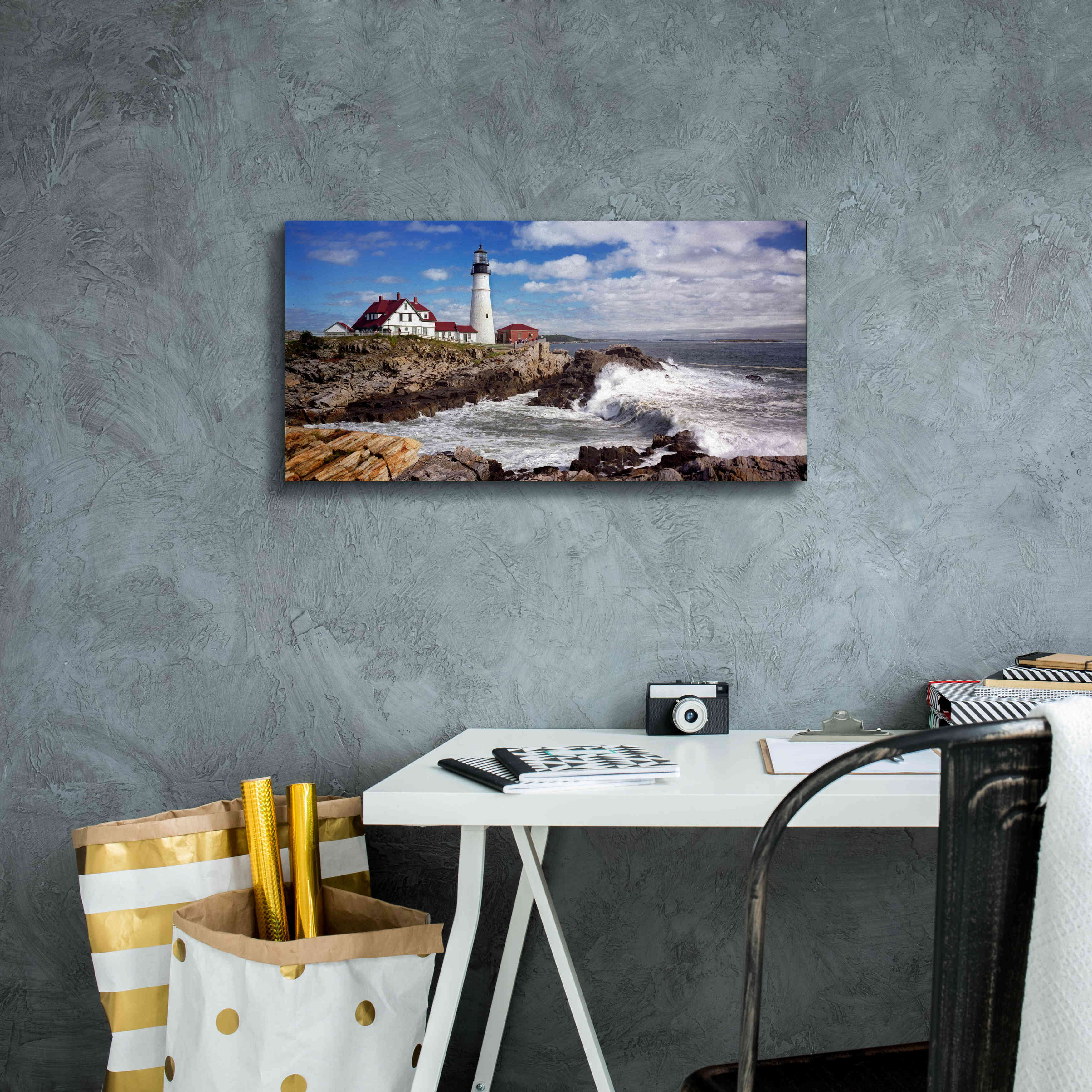 'Portland Head Light' by Mike Jones, Giclee Canvas Wall Art,24 x 12