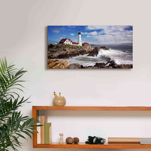 Image of 'Portland Head Light' by Mike Jones, Giclee Canvas Wall Art,24 x 12