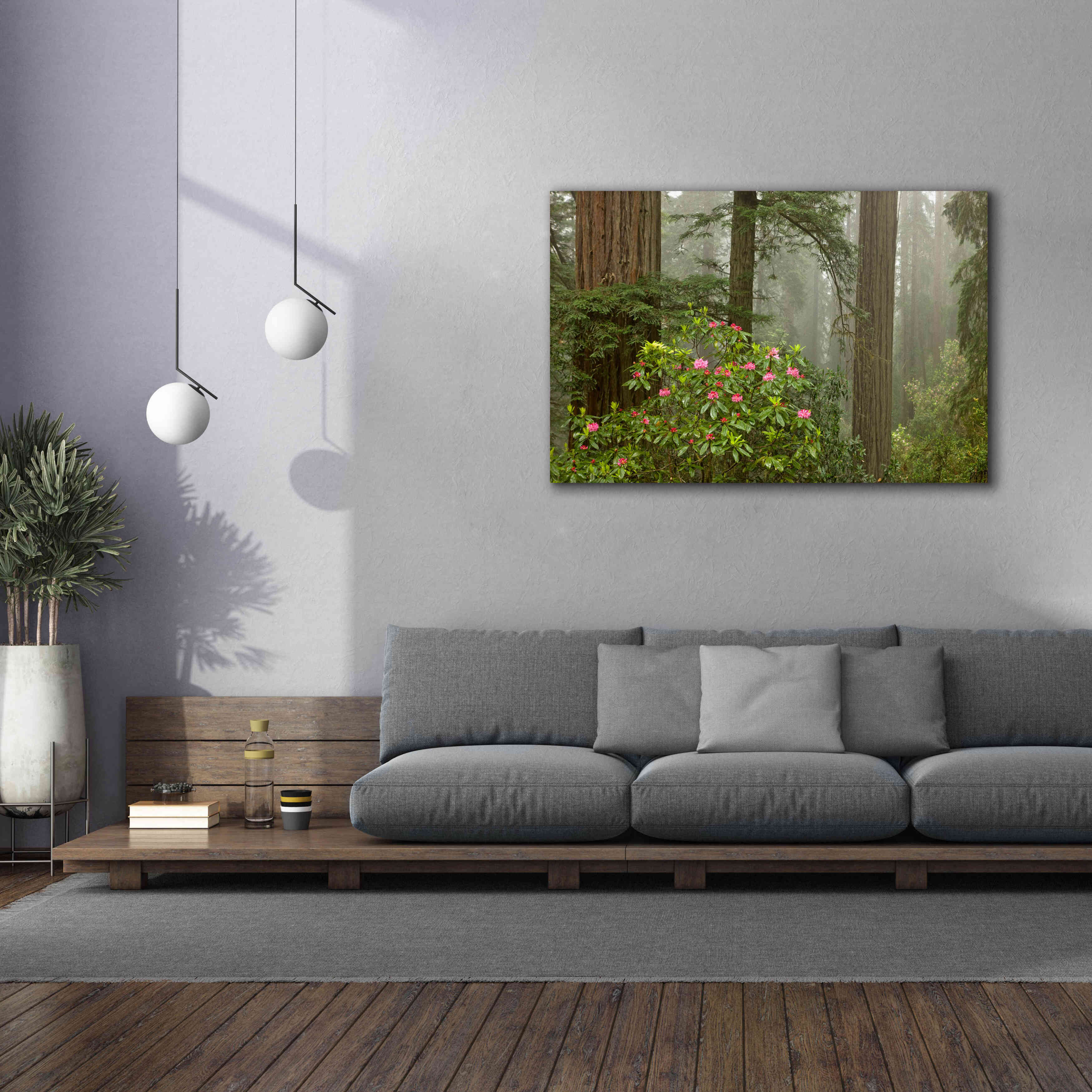 'Redwood Fog Rhododendrons' by Mike Jones, Giclee Canvas Wall Art,60 x 40