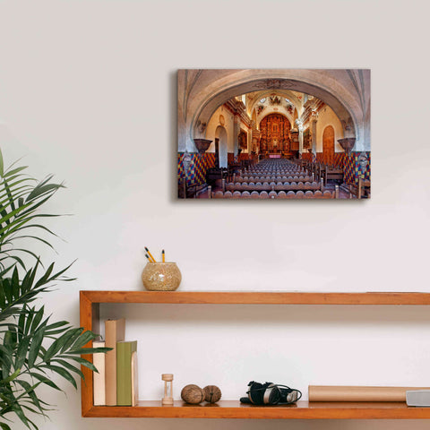 Image of 'San Xavier from front door' by Mike Jones, Giclee Canvas Wall Art,18 x 12