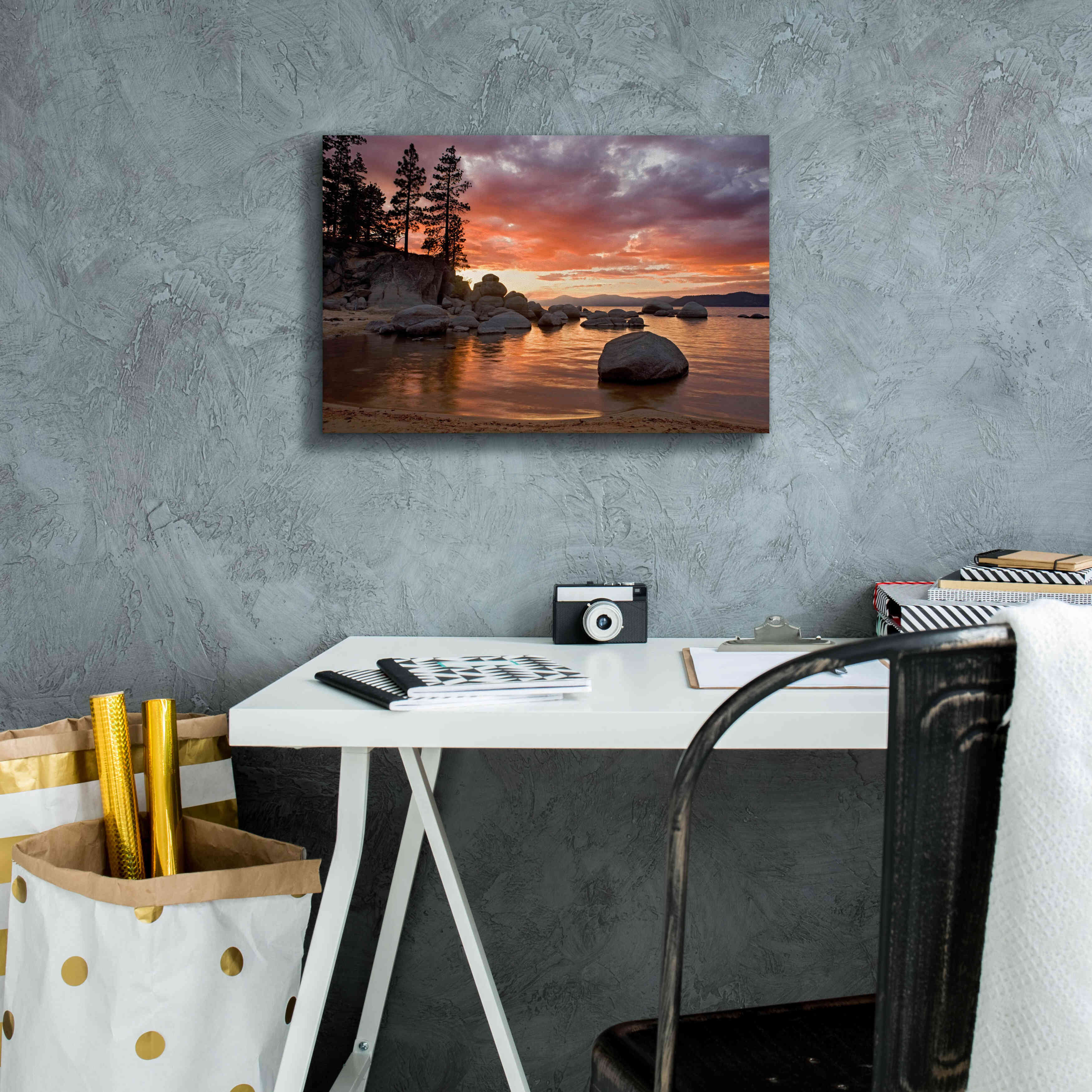 'Sand Harbor Sunset' by Mike Jones, Giclee Canvas Wall Art,18 x 12