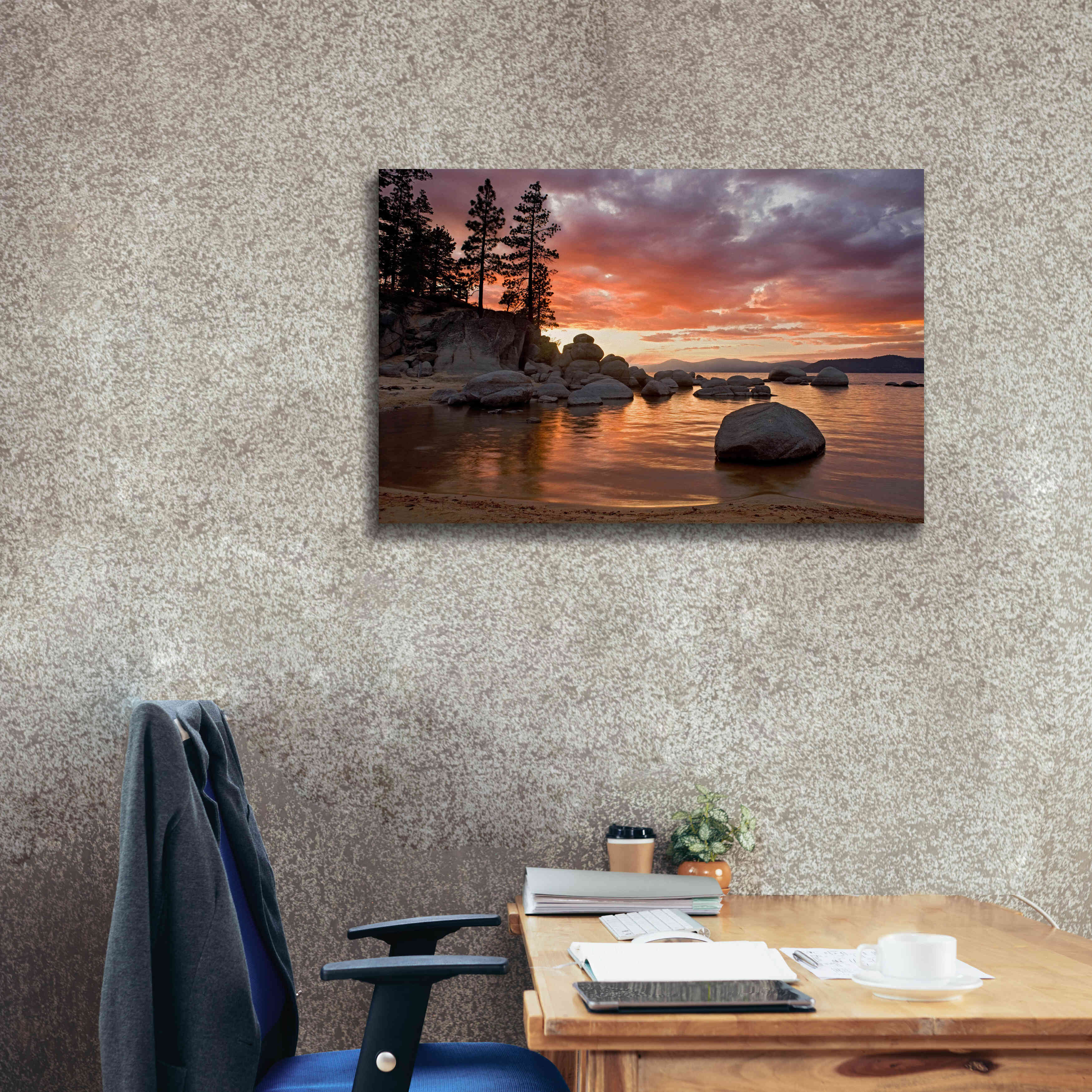 'Sand Harbor Sunset' by Mike Jones, Giclee Canvas Wall Art,40 x 26