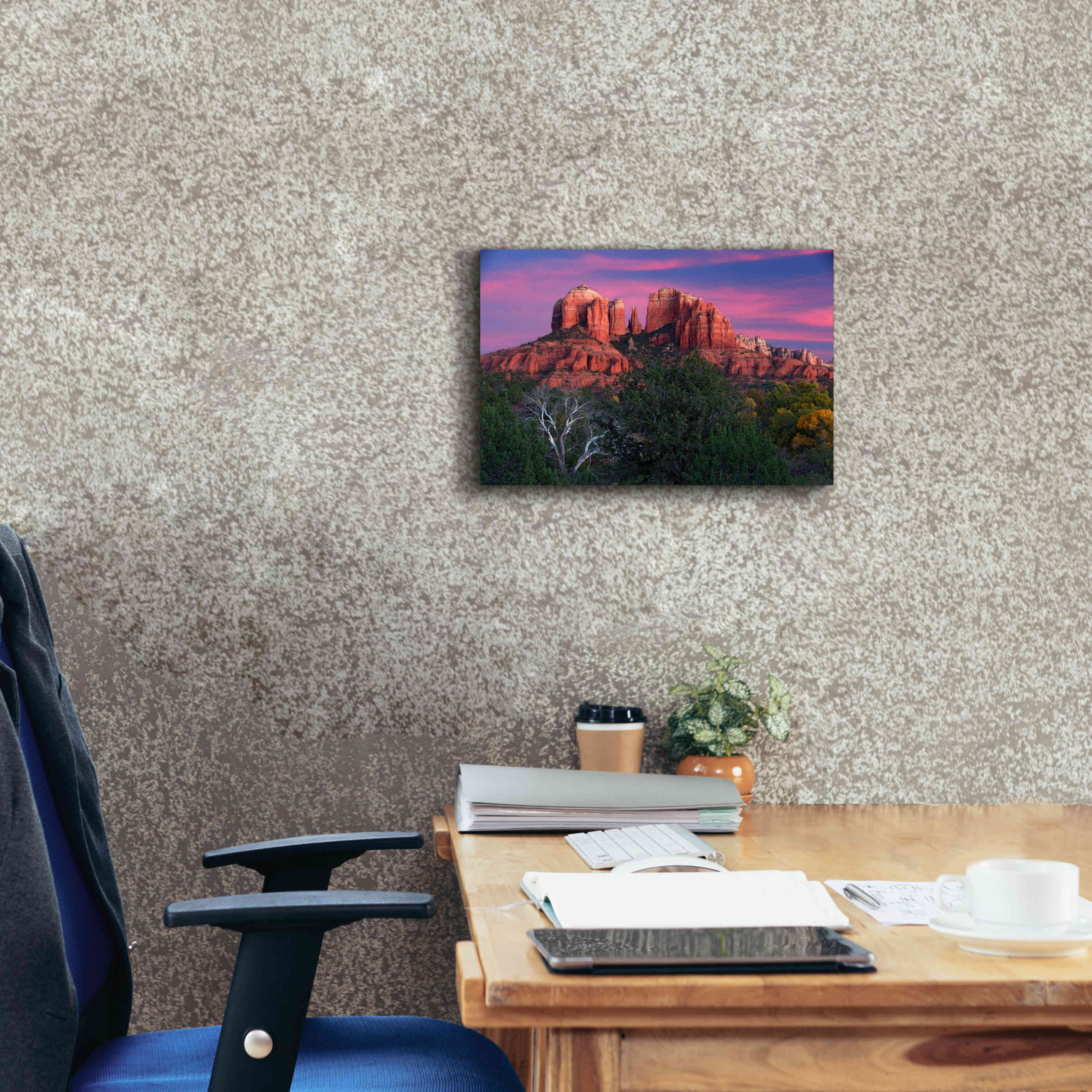 'Sedona Cathedral Rock Dusk' by Mike Jones, Giclee Canvas Wall Art,18 x 12