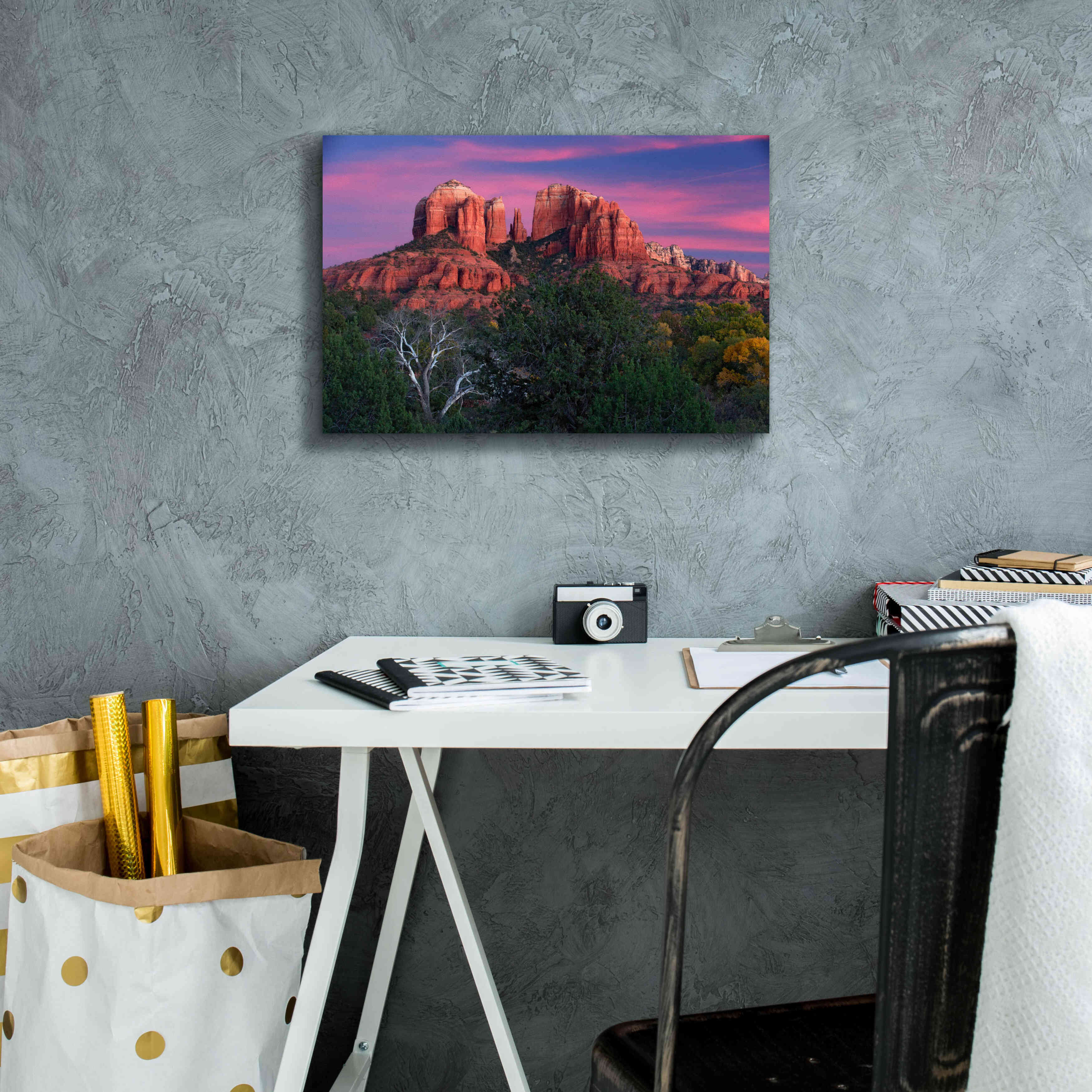 'Sedona Cathedral Rock Dusk' by Mike Jones, Giclee Canvas Wall Art,18 x 12