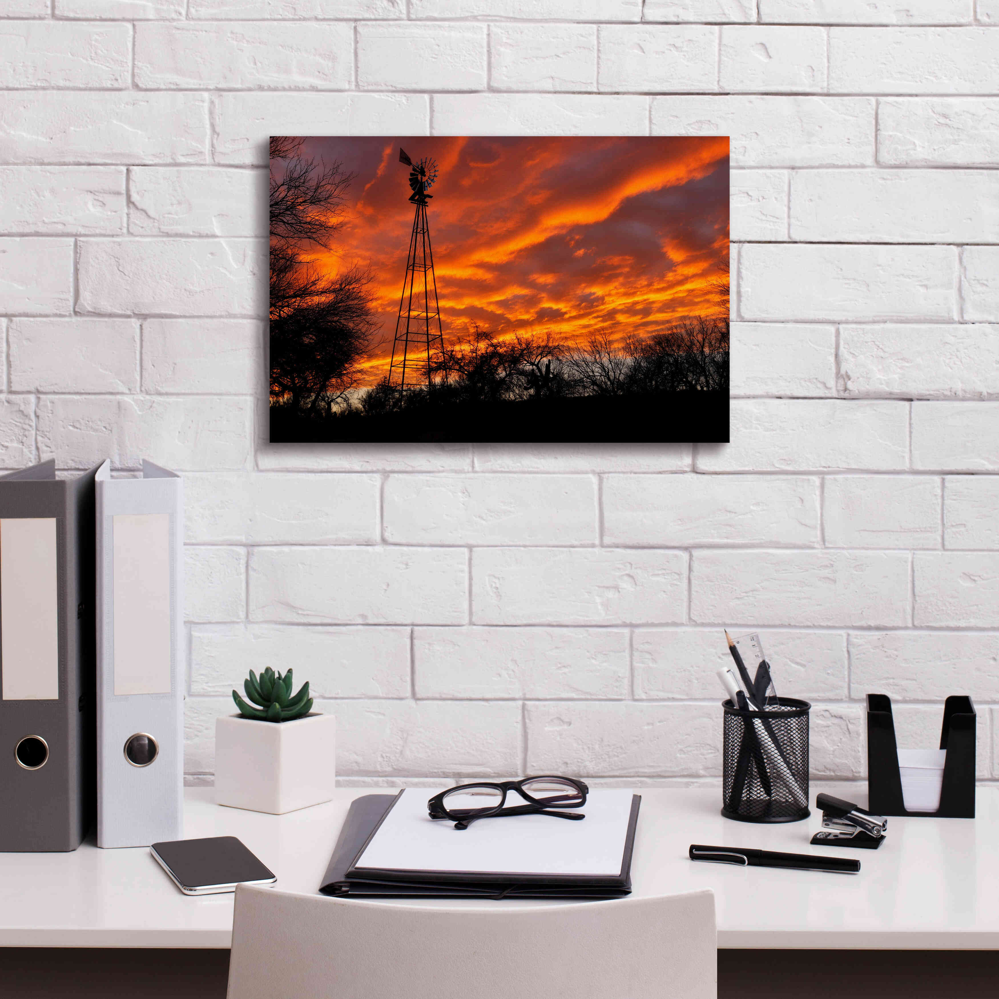 'Superior Windmill Sunset' by Mike Jones, Giclee Canvas Wall Art,18 x 12