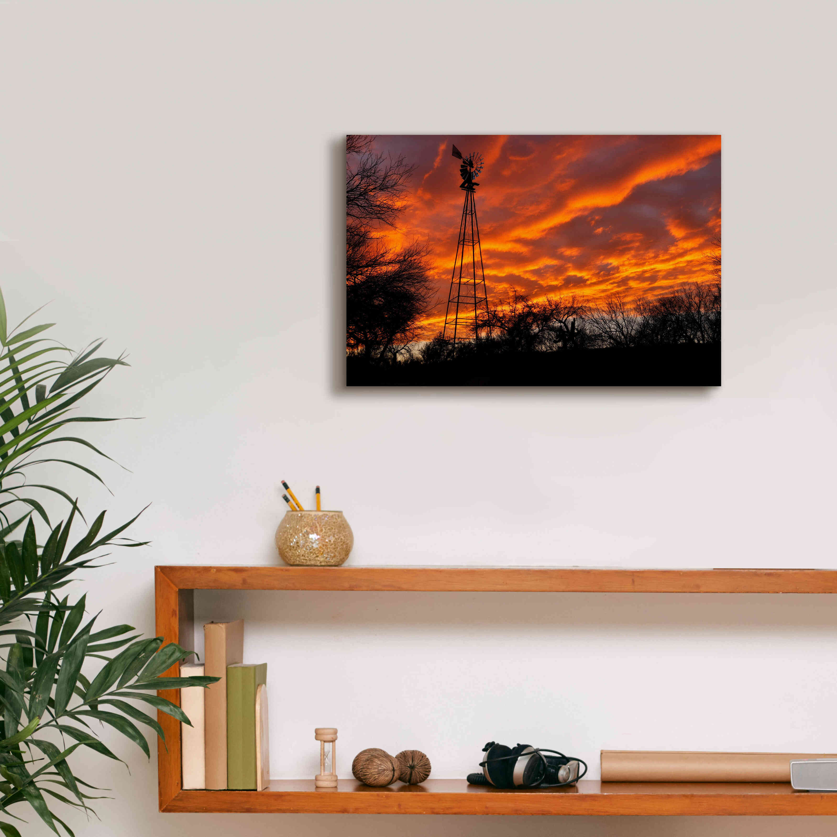 'Superior Windmill Sunset' by Mike Jones, Giclee Canvas Wall Art,18 x 12