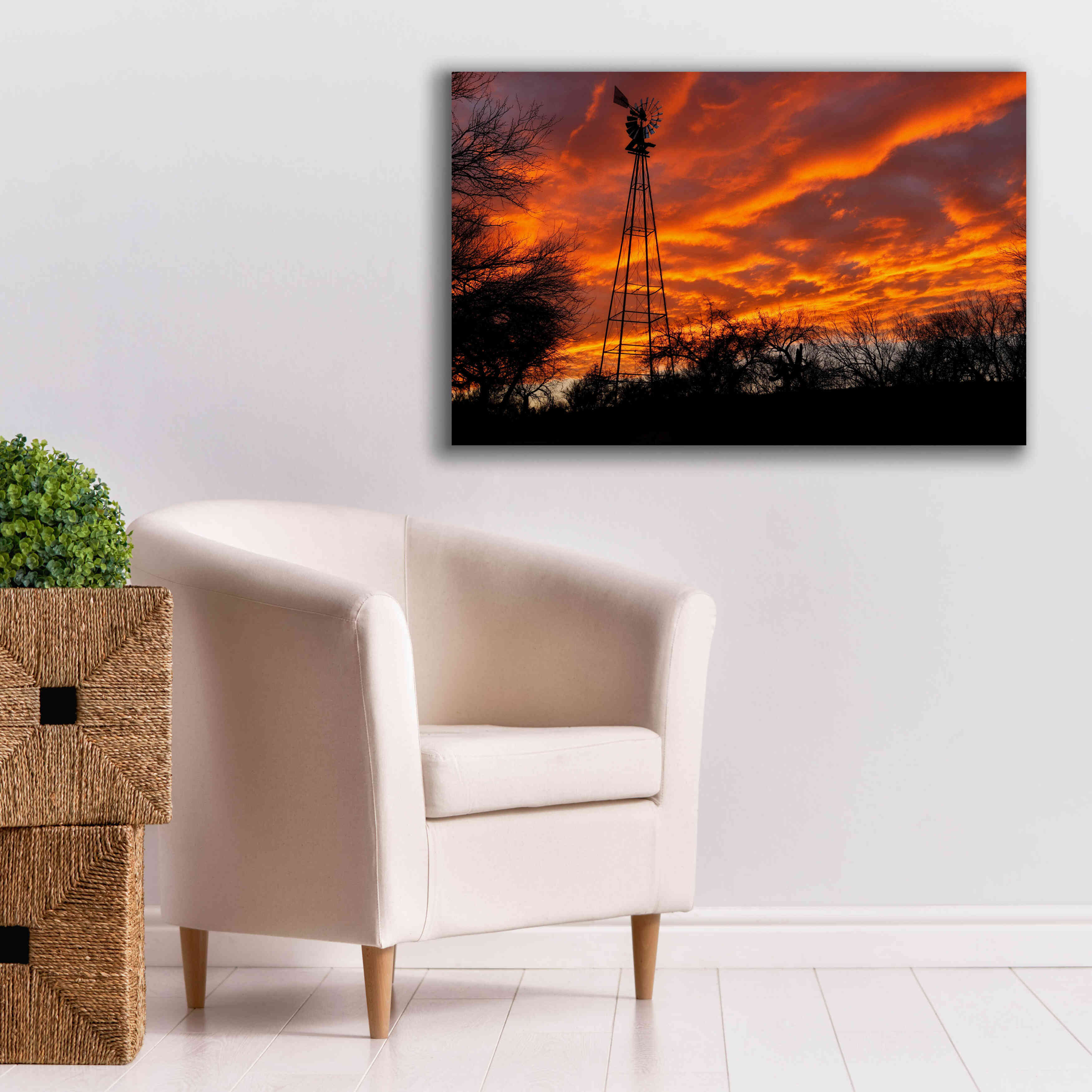 'Superior Windmill Sunset' by Mike Jones, Giclee Canvas Wall Art,40 x 26