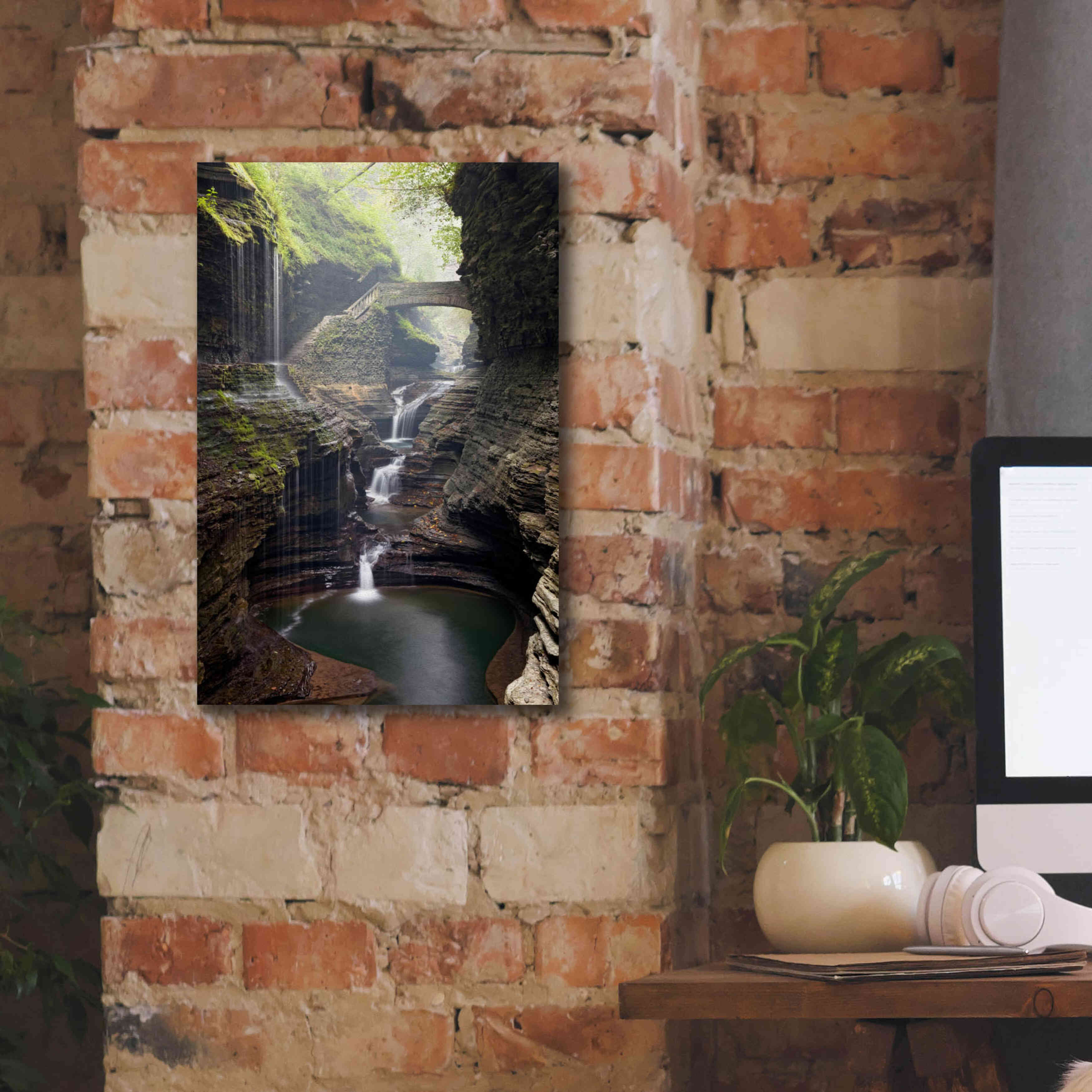 'Watkins Glen Rainbow Bridge' by Mike Jones, Giclee Canvas Wall Art,12 x 18