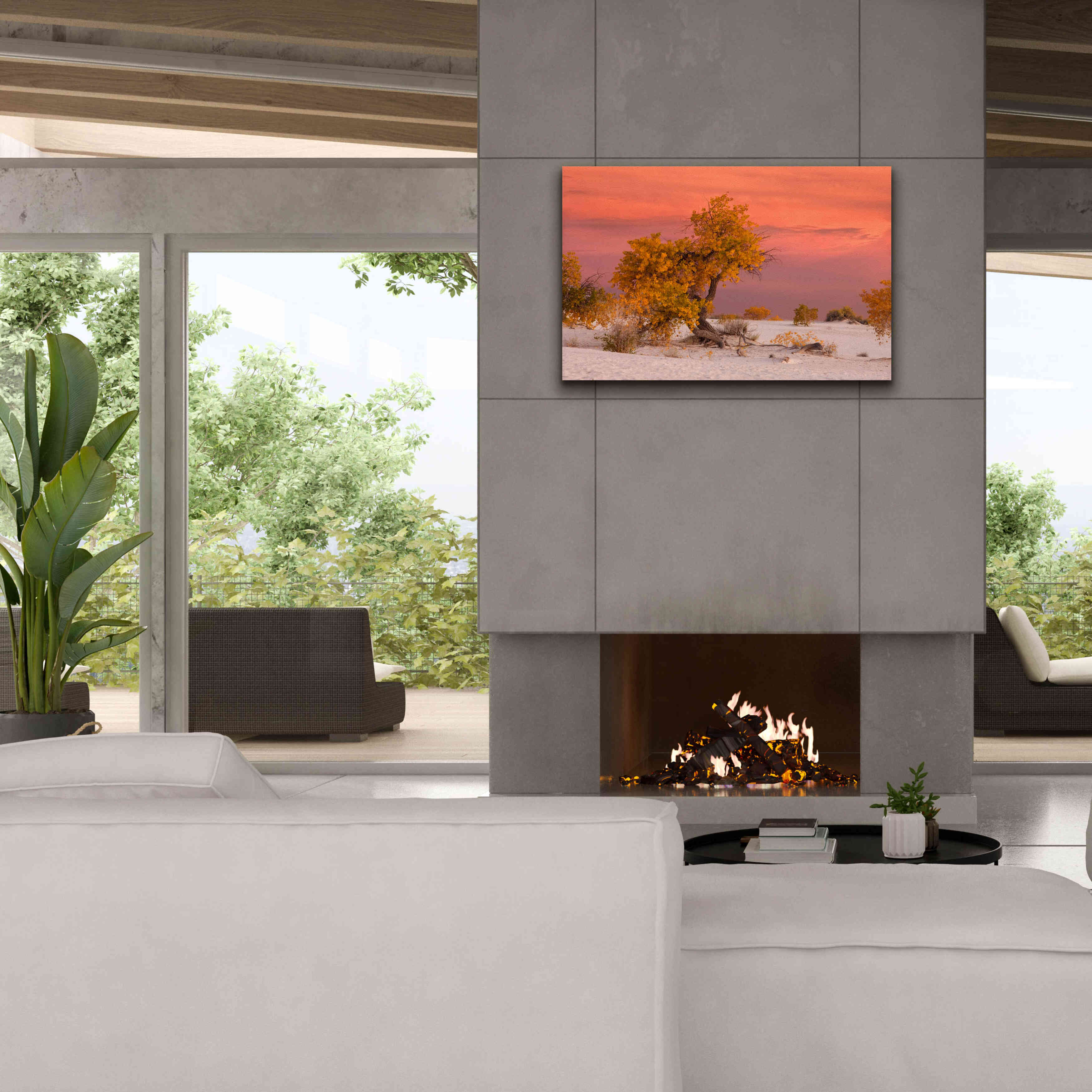 'White Sands Yellow Tree' by Mike Jones, Giclee Canvas Wall Art,40 x 26