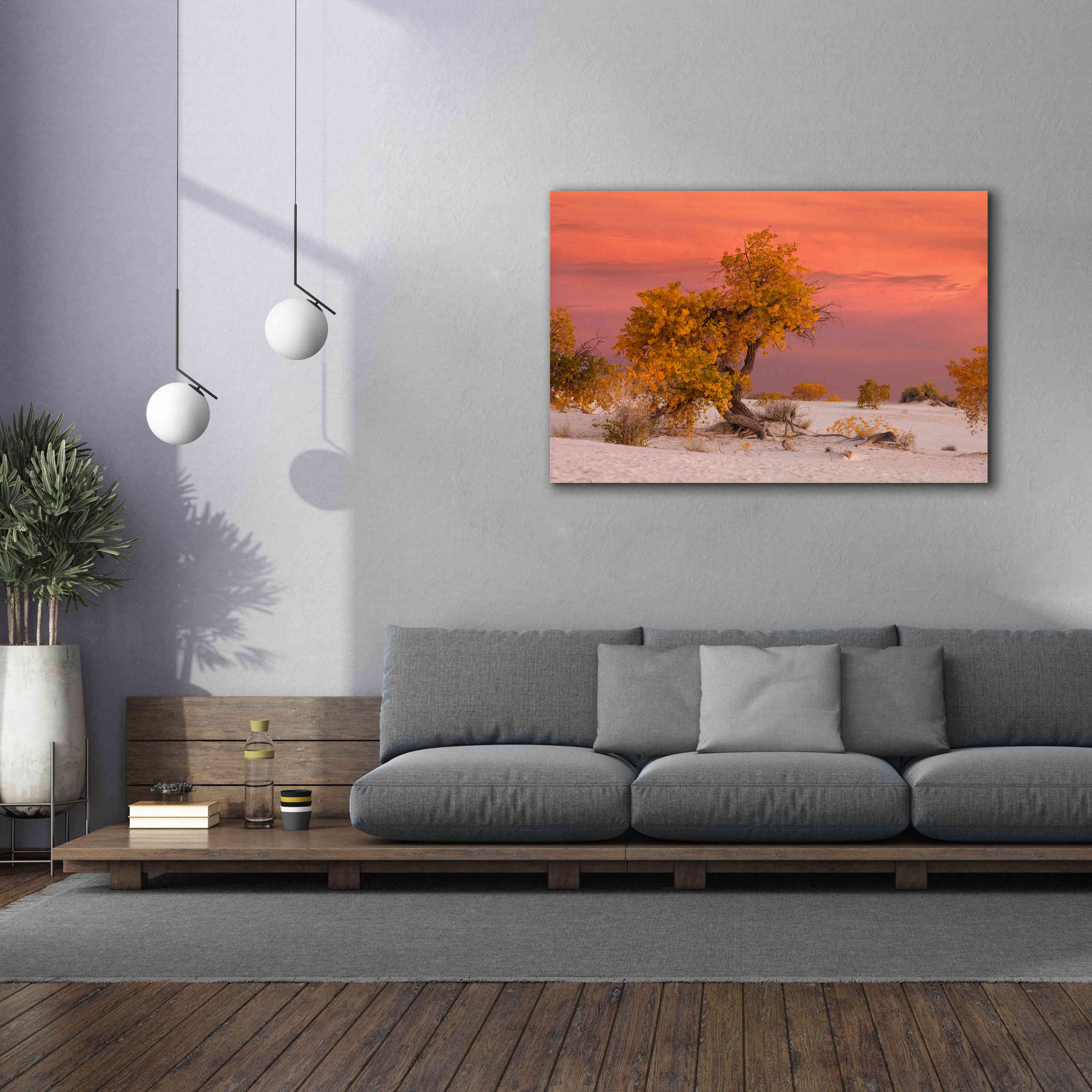 'White Sands Yellow Tree' by Mike Jones, Giclee Canvas Wall Art,60 x 40