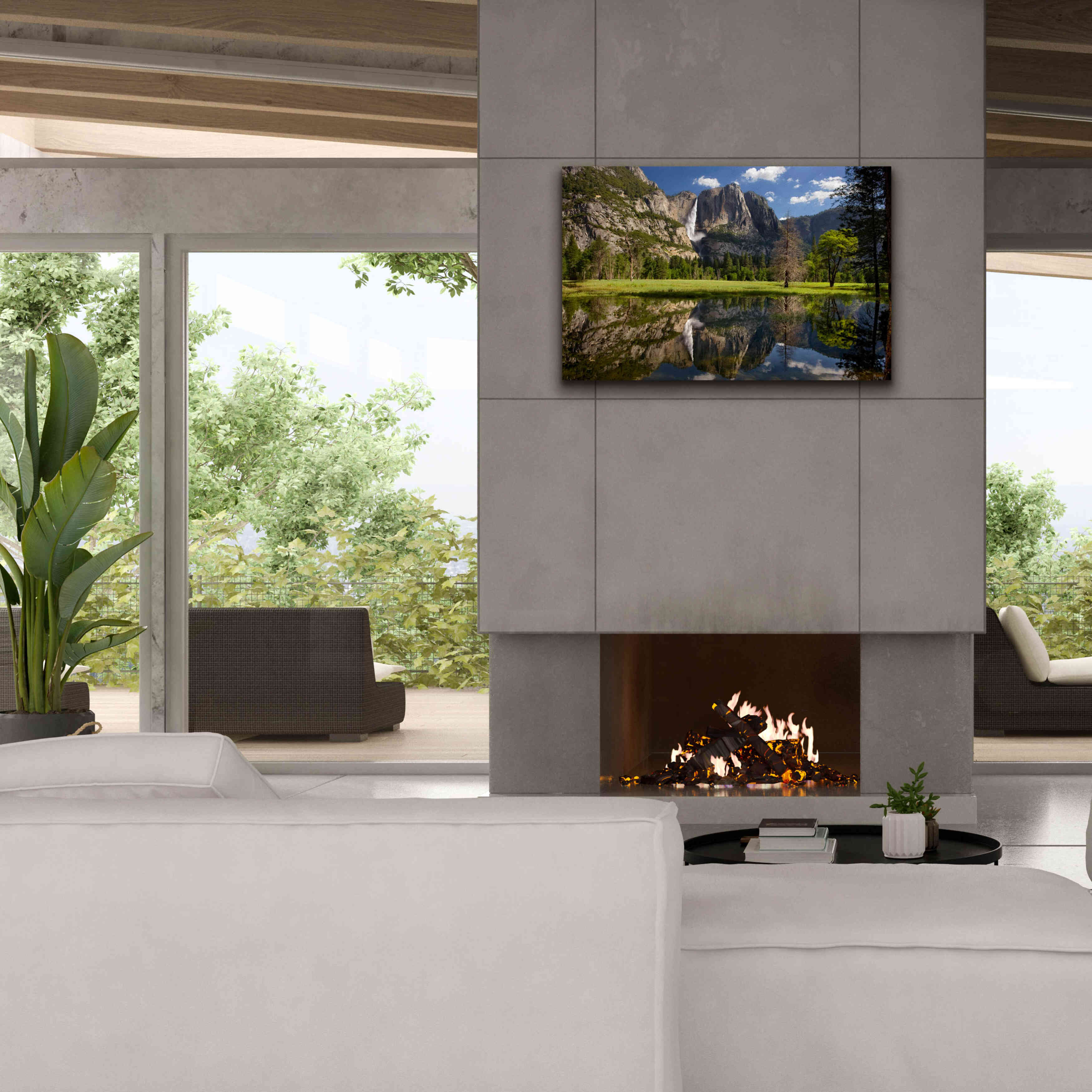 'Yosemite Falls Reflection' by Mike Jones, Giclee Canvas Wall Art,40 x 26