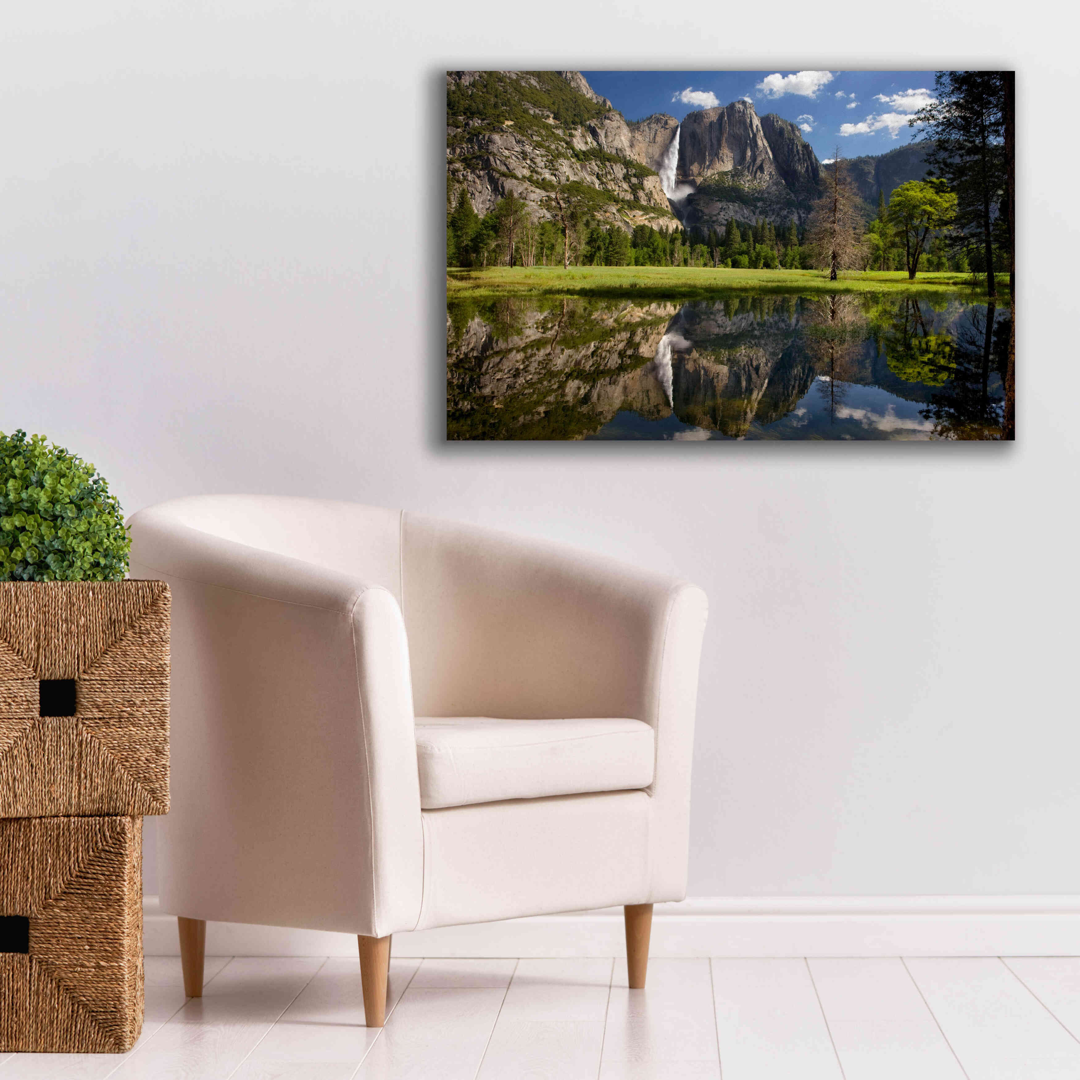 'Yosemite Falls Reflection' by Mike Jones, Giclee Canvas Wall Art,40 x 26